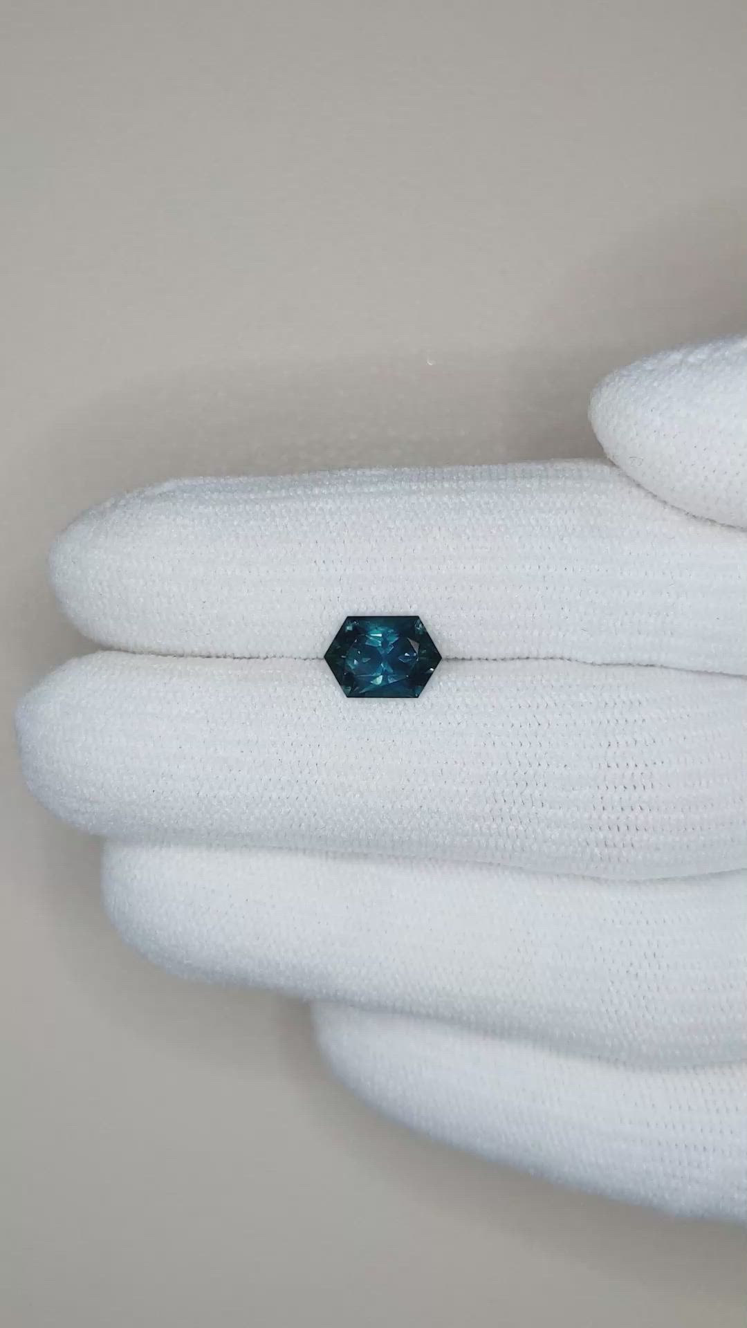 1.58 Ct. Greenish Blue Sapphire from Montana Size Video