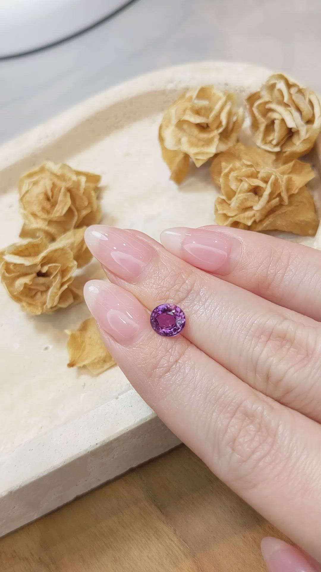 1.58 Ct. Pinkish Purple Sapphire from Ceylon (Sri Lanka) Size Video