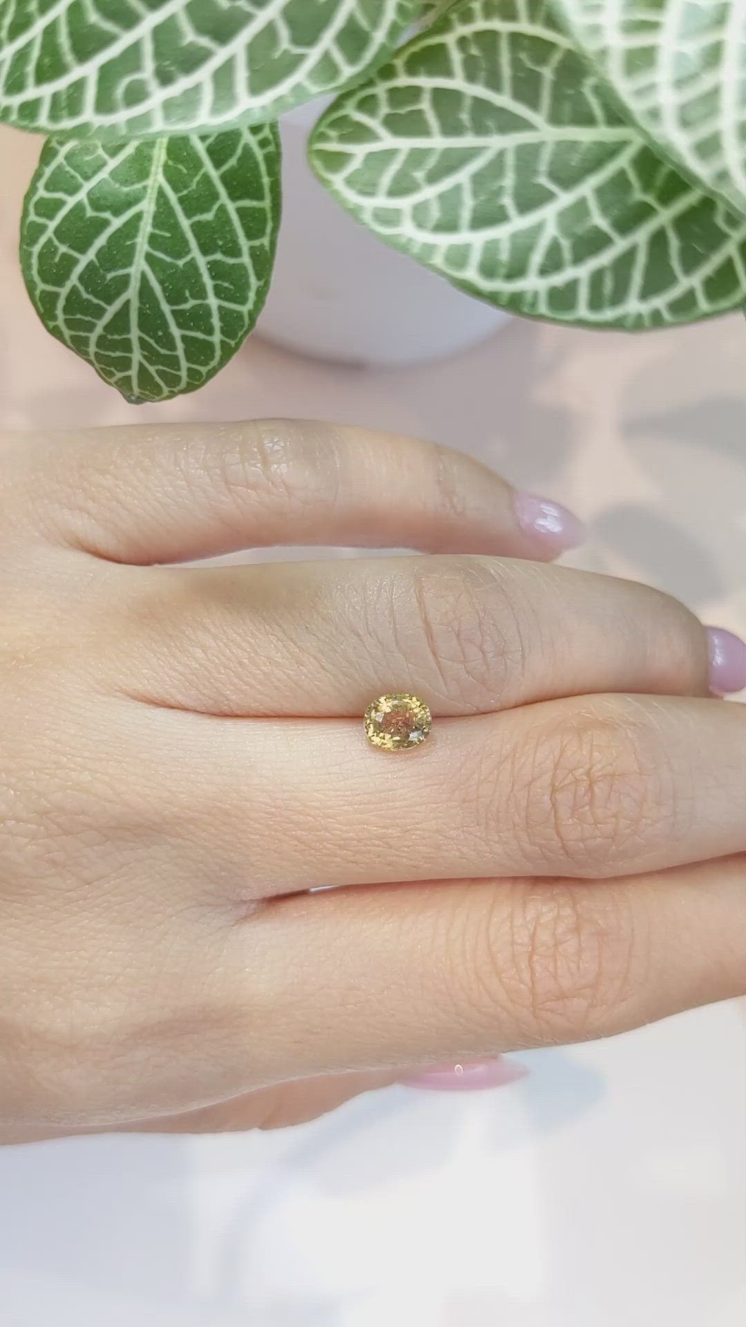 1.09 Ct. Greenish Yellow Sapphire from Ceylon (Sri Lanka) Size Video