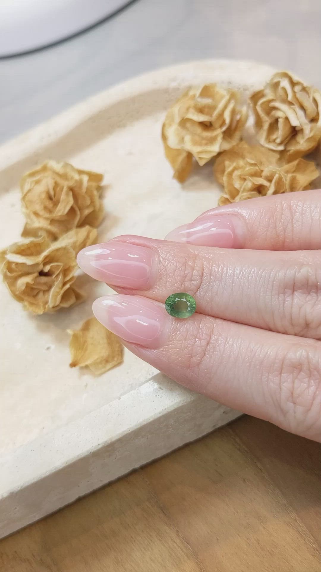 1.30 Ct. Green Sapphire from Ceylon (Sri Lanka) Size Video