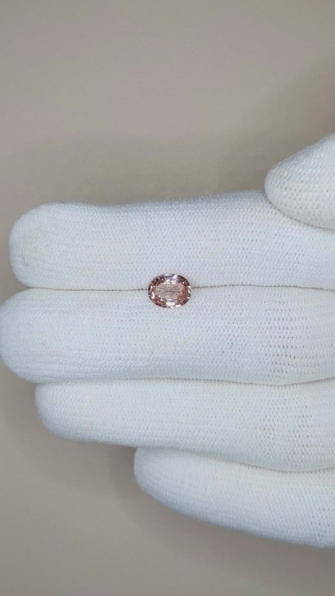 0.94 Ct. Peach Sapphire from Ceylon (Sri Lanka) Size Video
