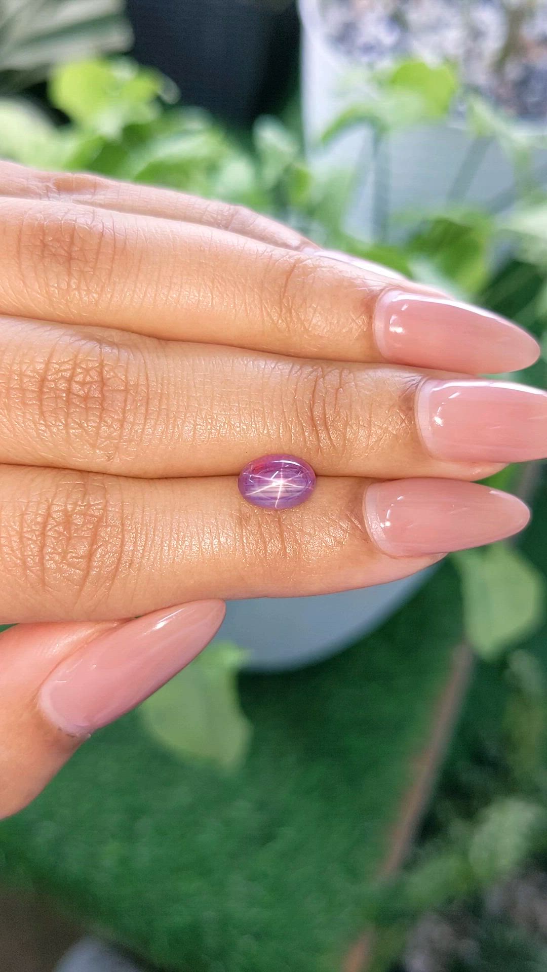 2.11 Ct. Pinkish Purple Star Sapphire from Ceylon (Sri Lanka) Size Video