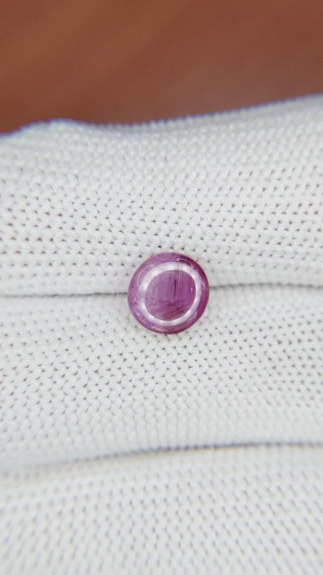 1.60 Ct. Purplish Pink Star Sapphire from Ceylon (Sri Lanka) Size Video