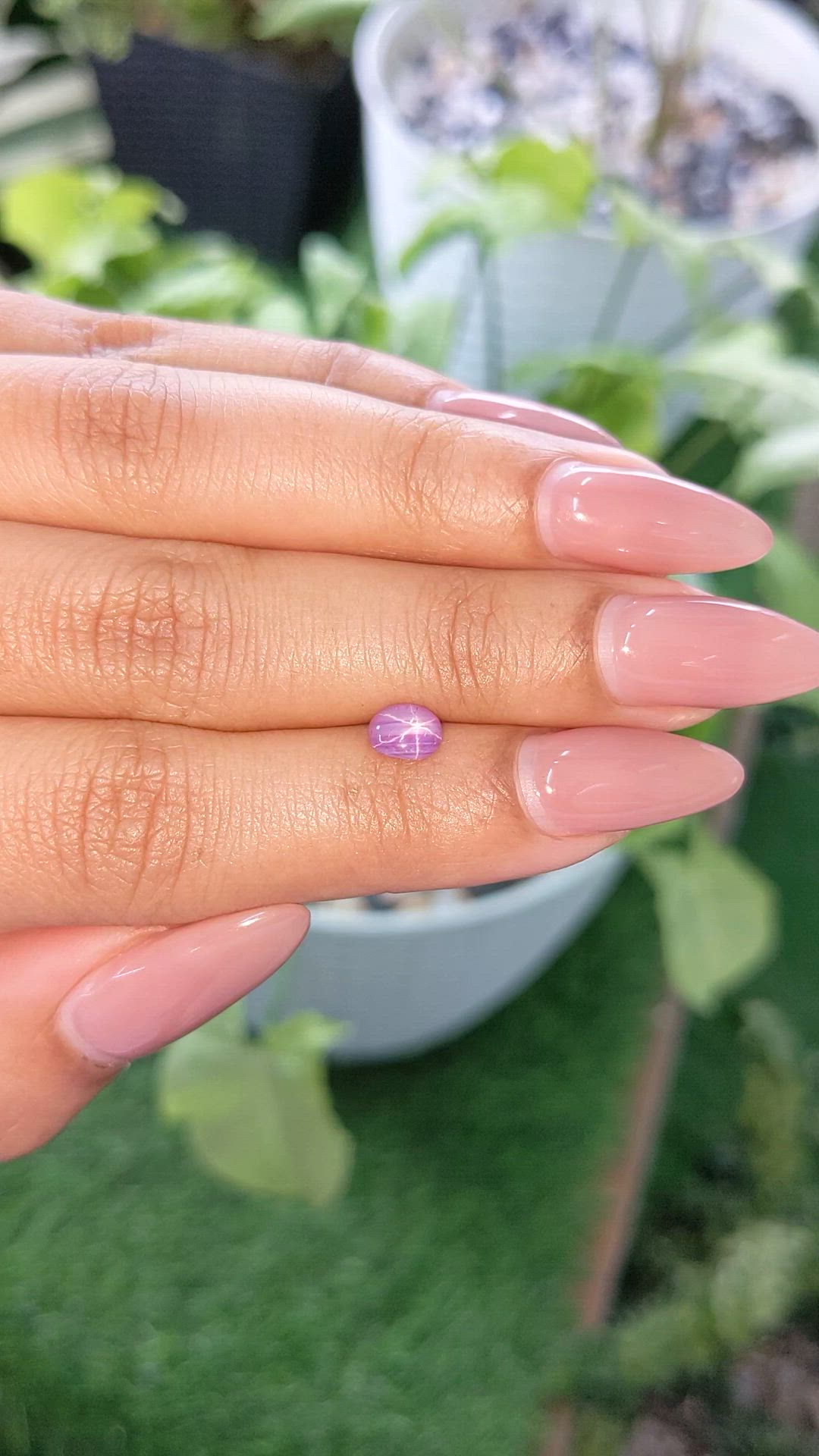0.83 Ct. Pinkish Purple Star Sapphire from Ceylon (Sri Lanka) Size Video