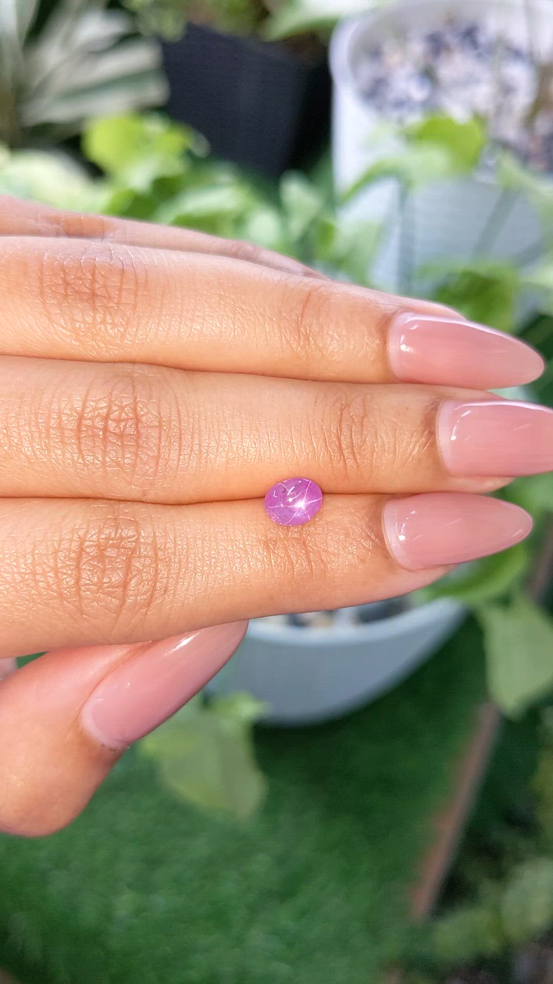 1.35 Ct. Pinkish Purple Star Sapphire from Ceylon (Sri Lanka) Size Video
