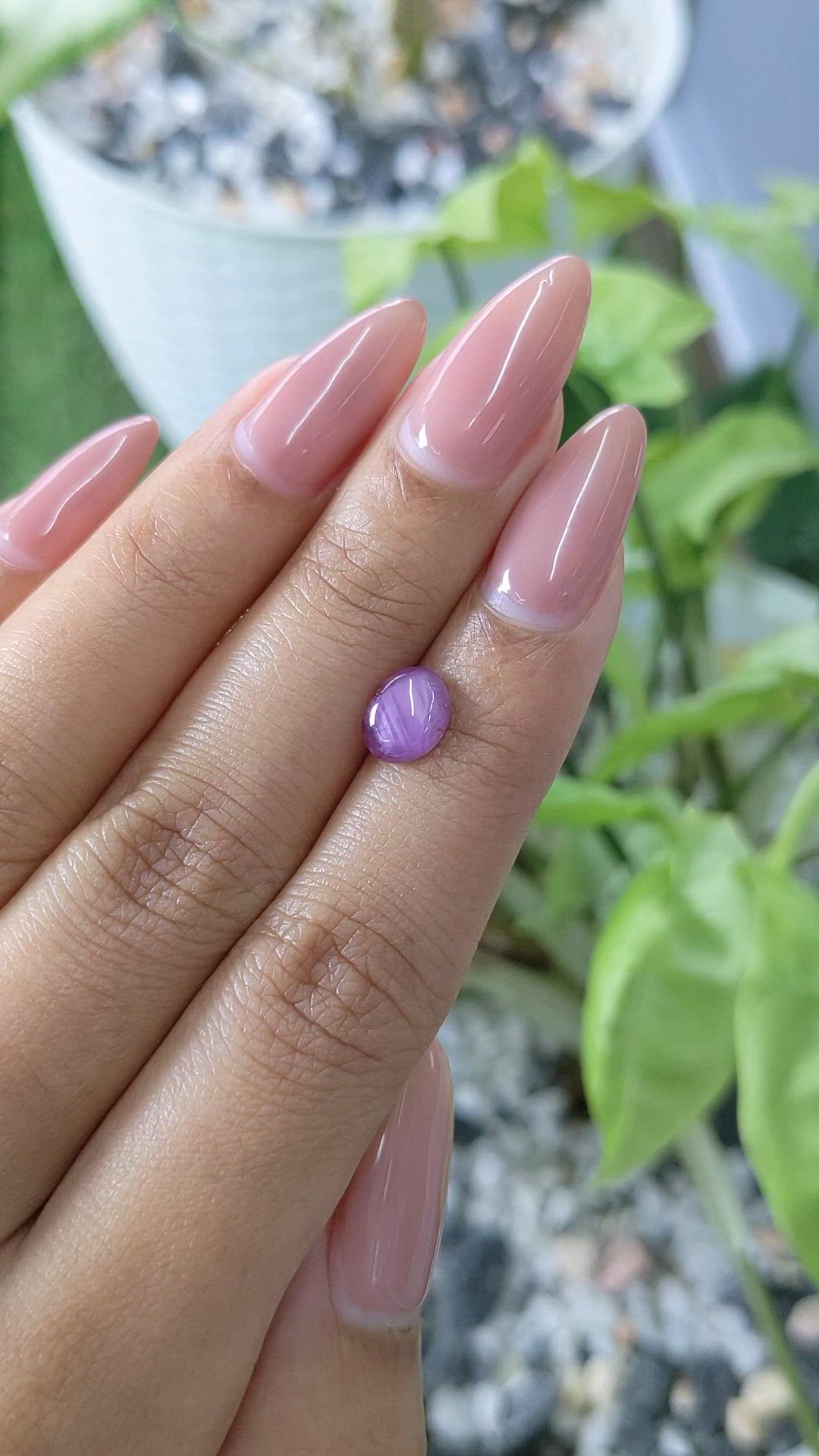 1.62 Ct. Pinkish Purple Star Sapphire from Ceylon (Sri Lanka) Size Video