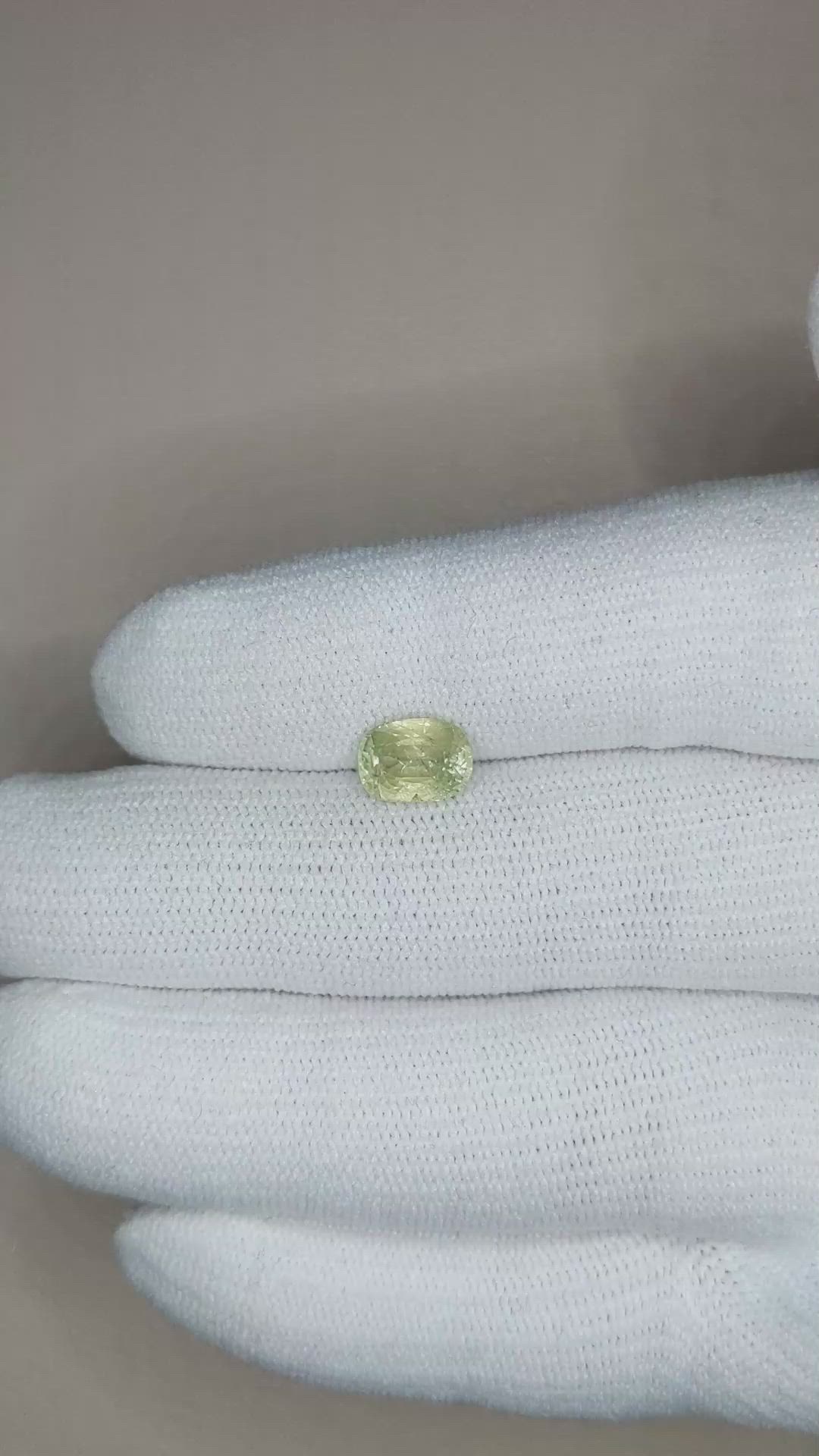 2.19 Ct. Yellowish Green Sapphire from Ceylon (Sri Lanka) Size Video