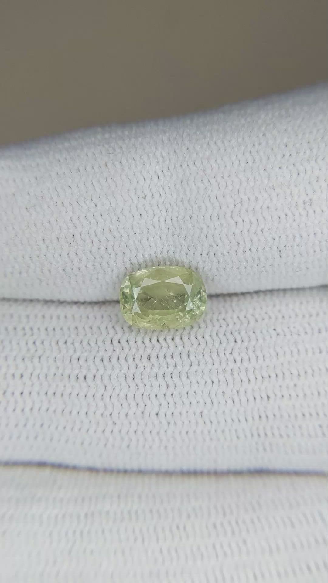 2.19 Ct. Yellowish Green Sapphire from Ceylon (Sri Lanka) Size Video