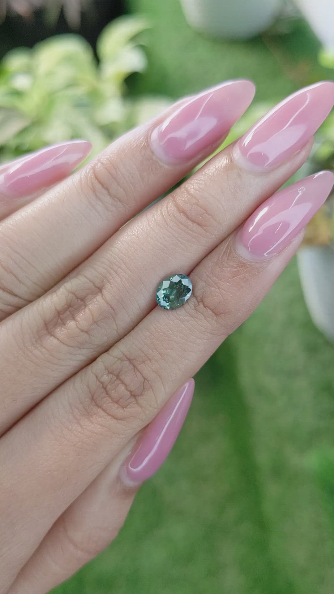 1.12 Ct. Bluish Green Sapphire from Madagascar Size Video