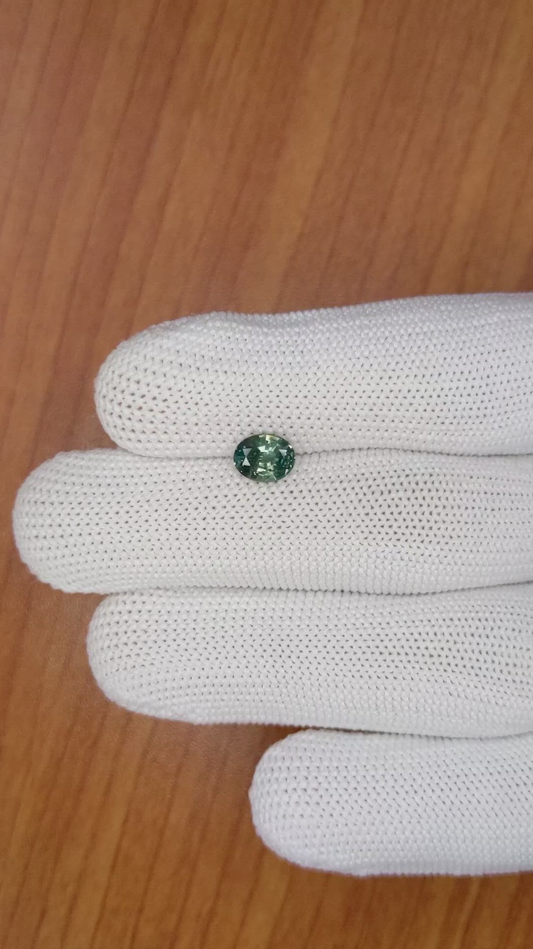 1.12 Ct. Bluish Green Sapphire from Madagascar Size Video