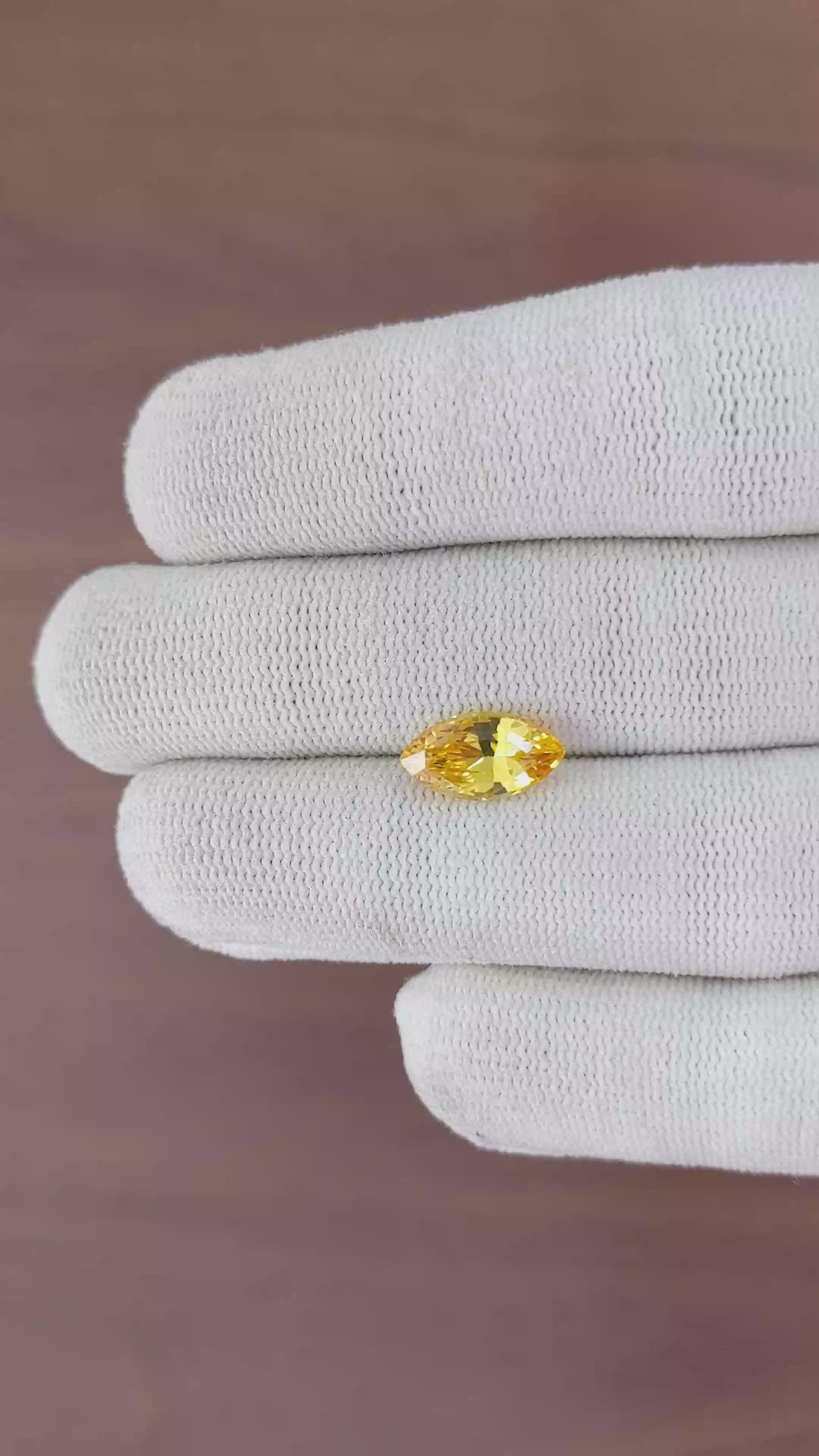 2.52 Ct. Orangish Yellow Sapphire from Ceylon (Sri Lanka) Size Video