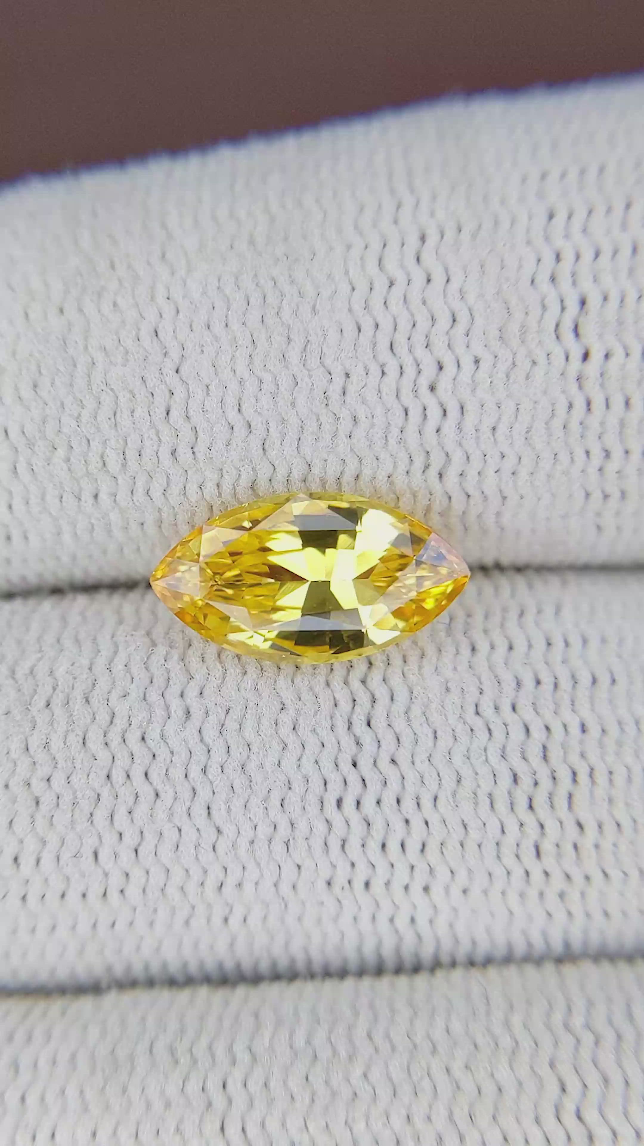 2.52 Ct. Orangish Yellow Sapphire from Ceylon (Sri Lanka) Size Video