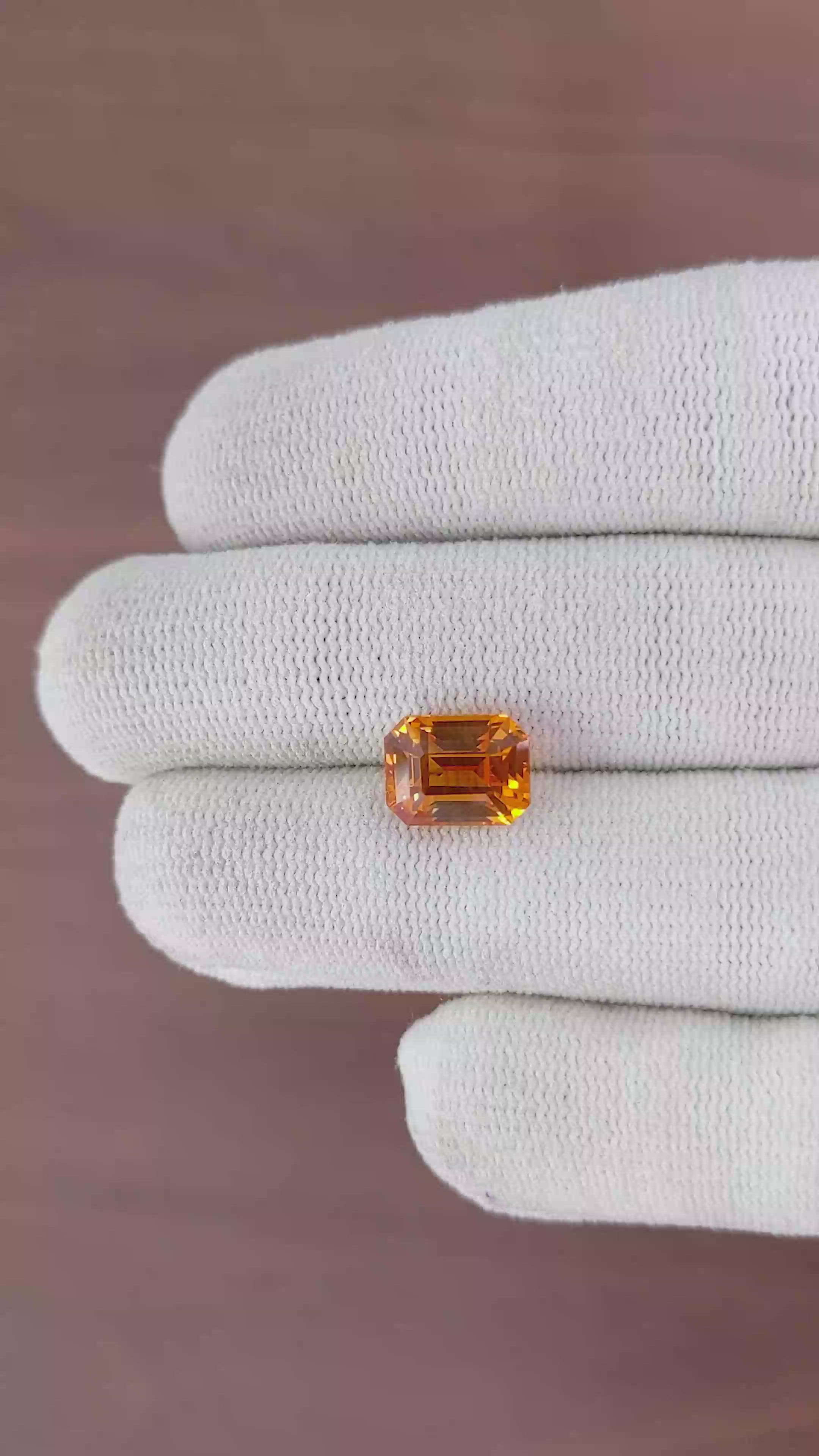 5.07 Ct. Orange Sapphire from Ceylon (Sri Lanka) Size Video