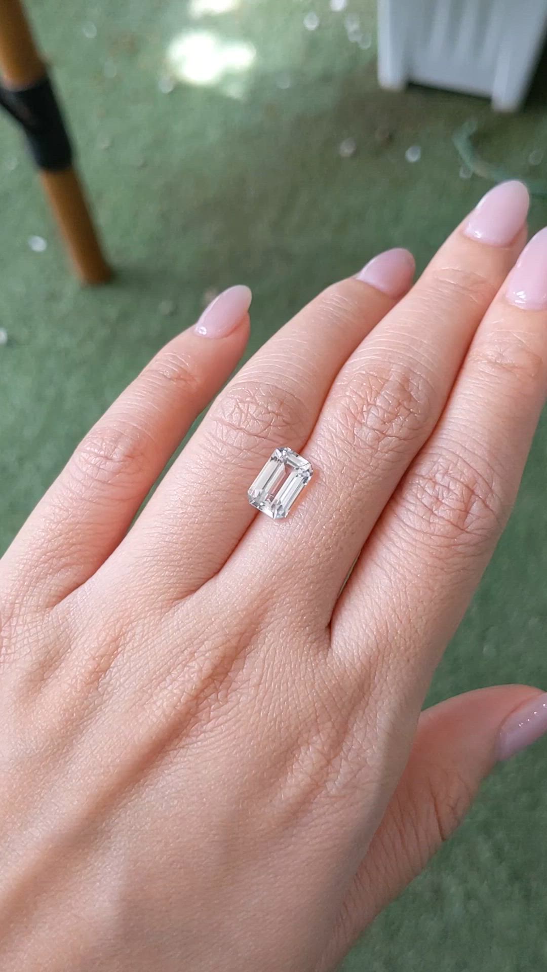 3.59 Ct. White Sapphire from Ceylon (Sri Lanka) Size Video