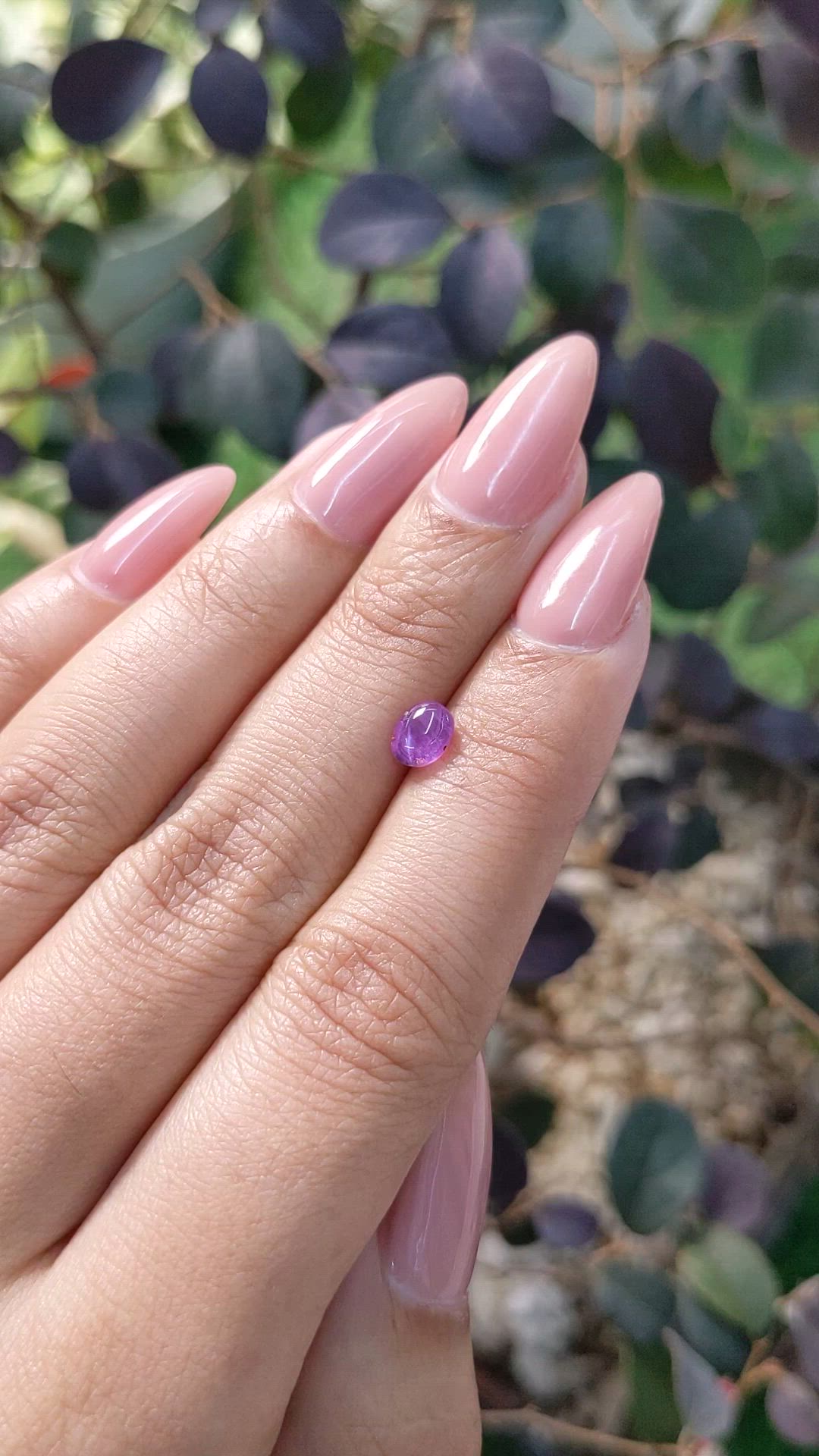 0.86 Ct. Pinkish Purple Star Sapphire from Ceylon (Sri Lanka) Size Video