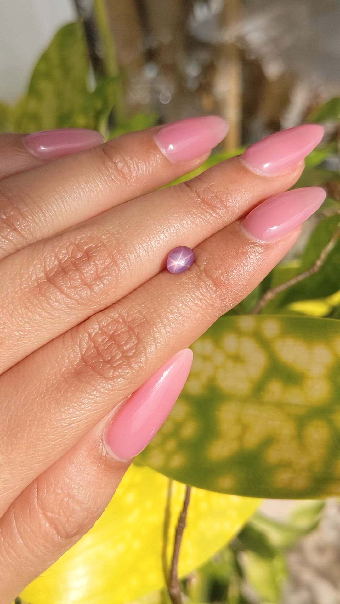 0.92 Ct. Pinkish Purple Star Sapphire from Ceylon (Sri Lanka) Size Video