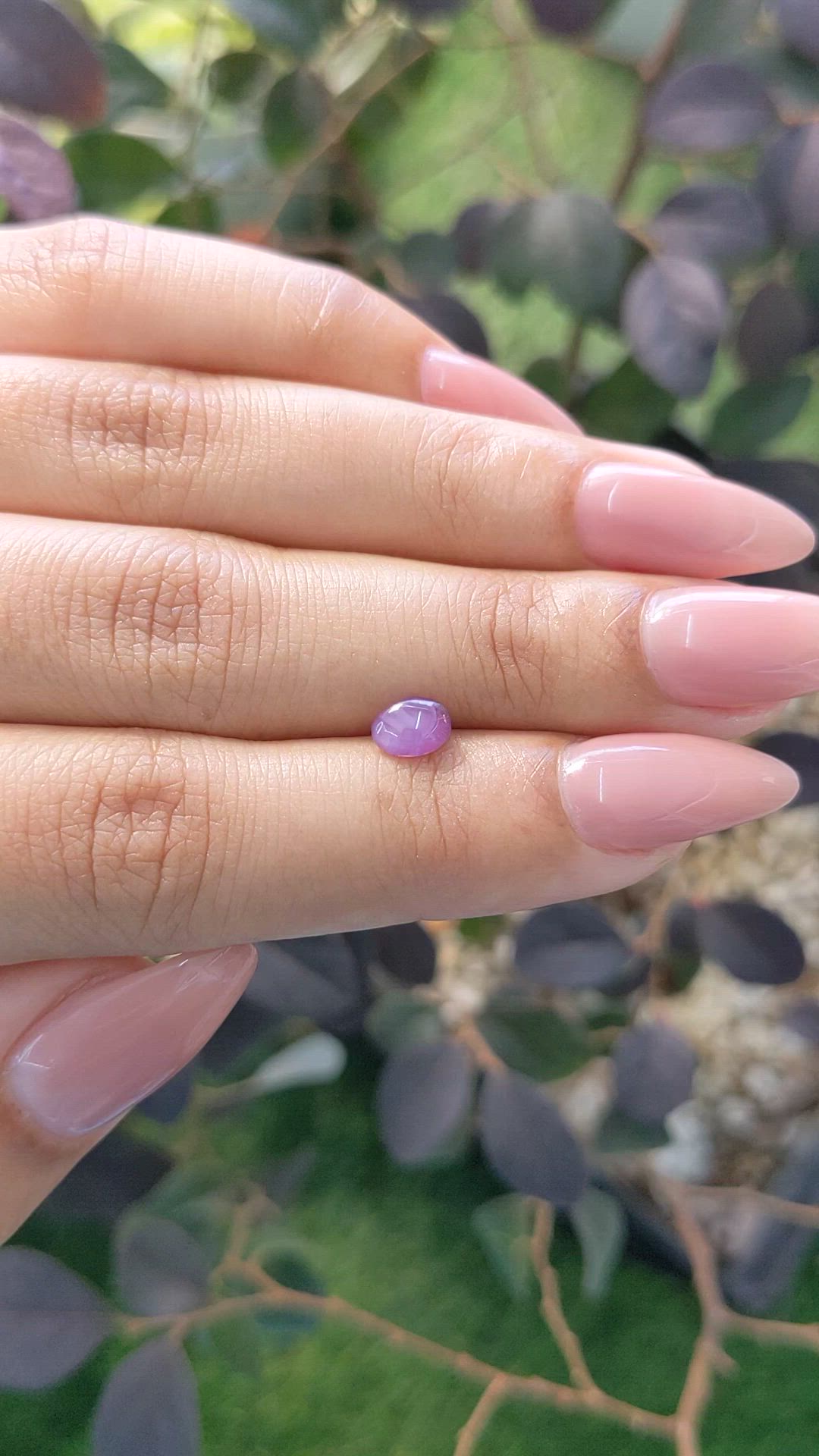 0.92 Ct. Pinkish Purple Star Sapphire from Ceylon (Sri Lanka) Size Video