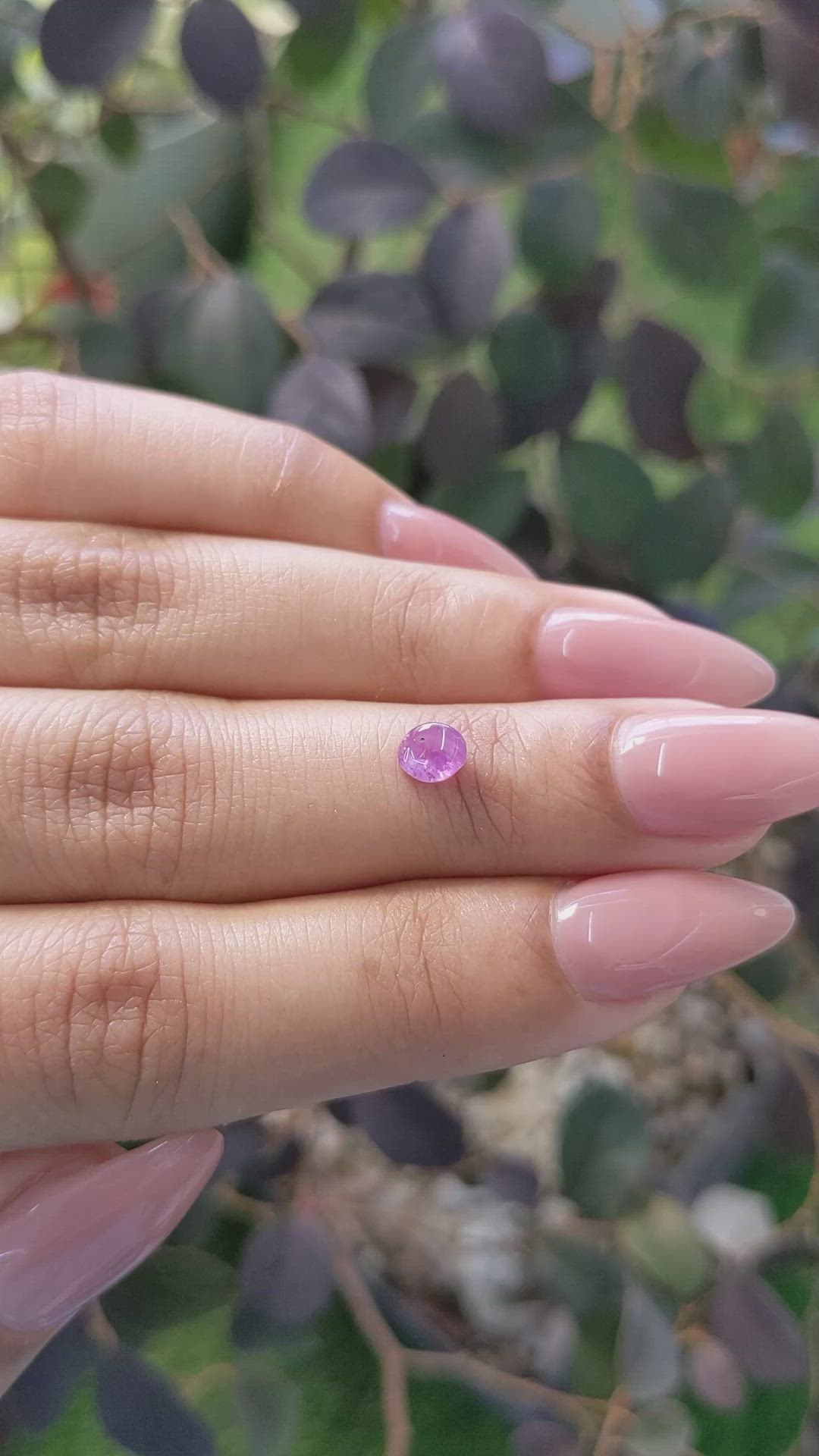 0.60 Ct. Pinkish Purple Star Sapphire from Ceylon (Sri Lanka) Size Video