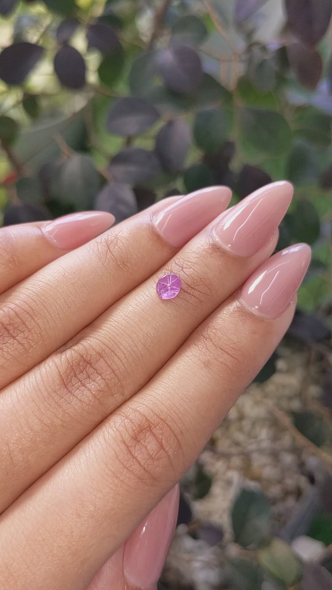 0.60 Ct. Pinkish Purple Star Sapphire from Ceylon (Sri Lanka) Size Video
