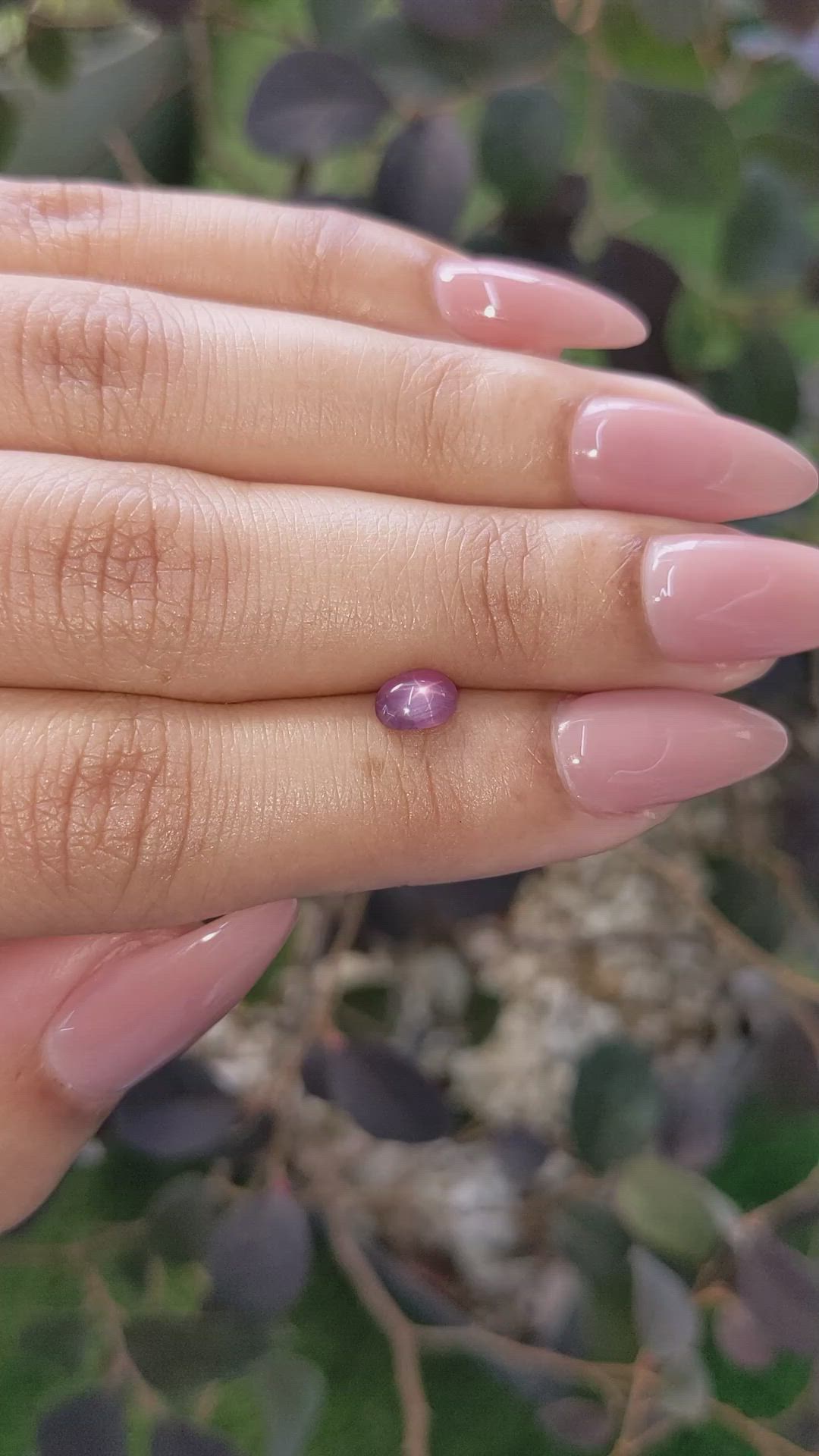 0.94 Ct. Pinkish Purple Star Sapphire from Ceylon (Sri Lanka) Size Video
