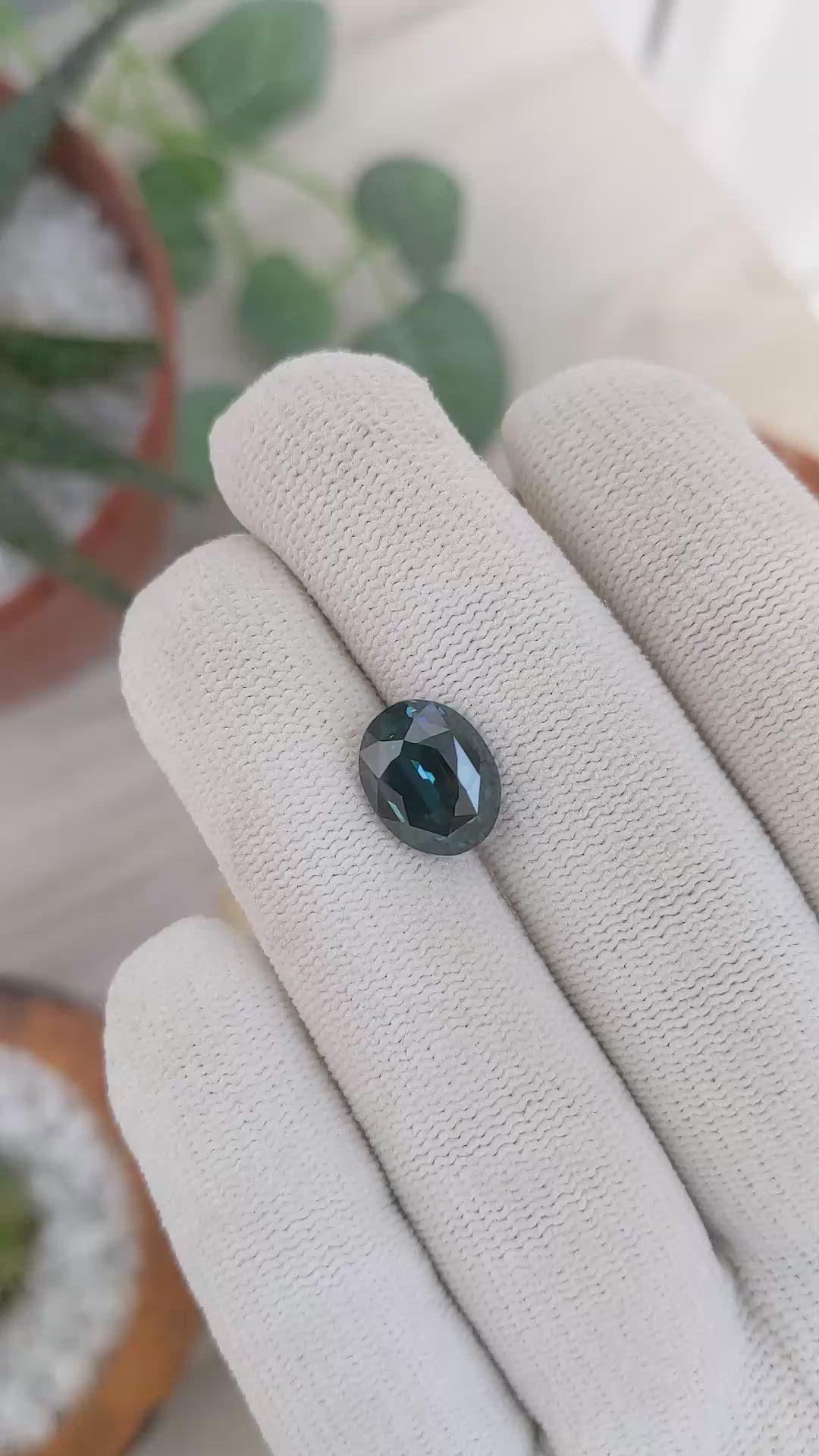 5.00 Ct. Bluish Green Sapphire from Tanzania Size Video