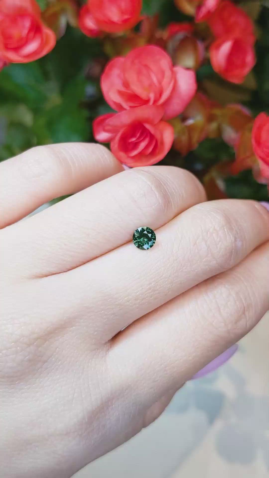 0.57 Ct. Bluish Green Sapphire from Thailand Size Video