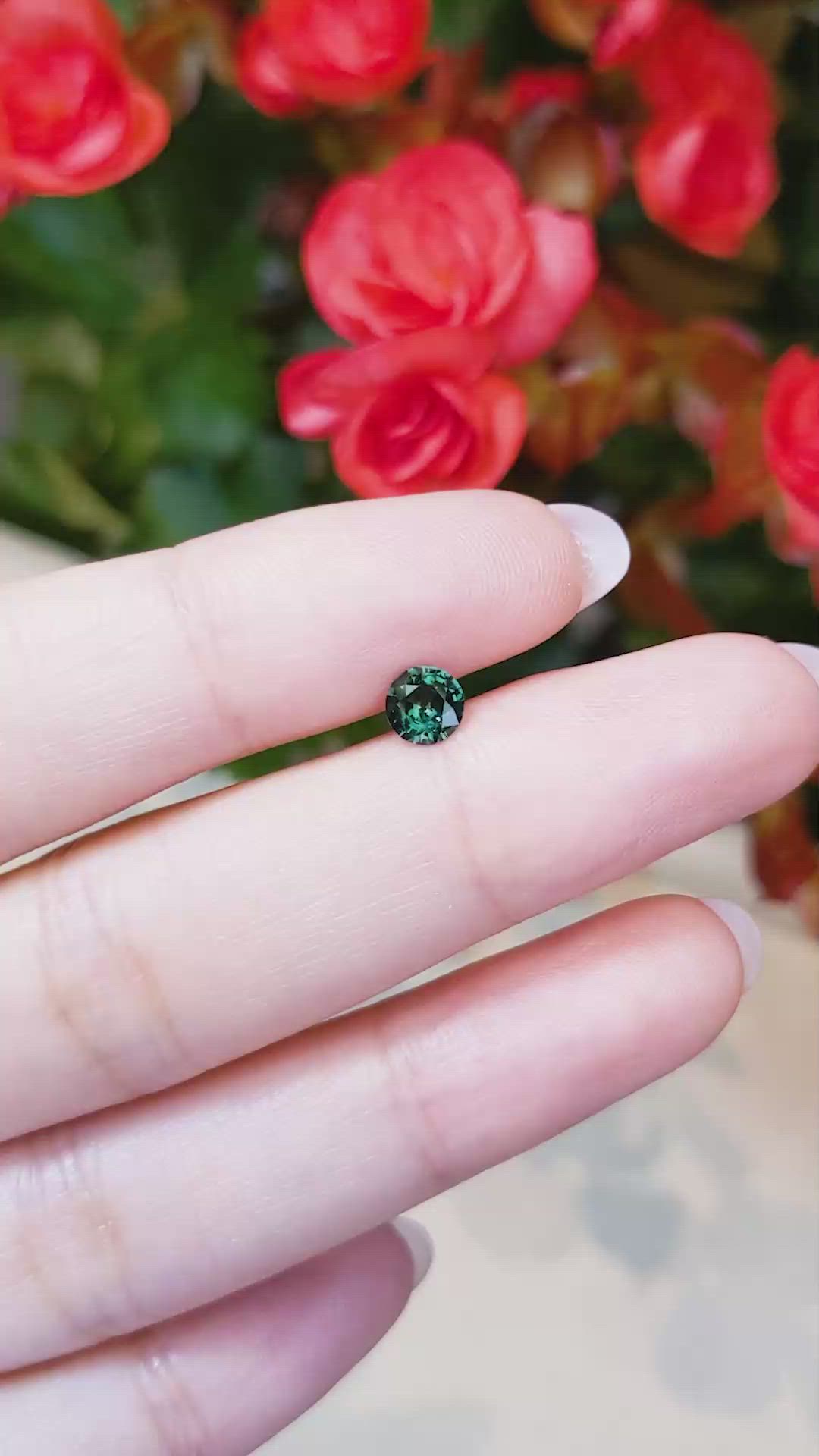 0.57 Ct. Bluish Green Sapphire from Thailand Size Video