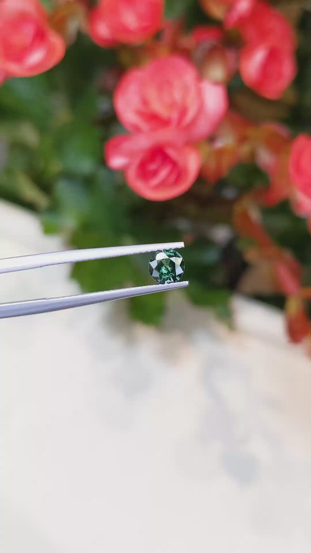 0.57 Ct. Bluish Green Sapphire from Thailand Size Video