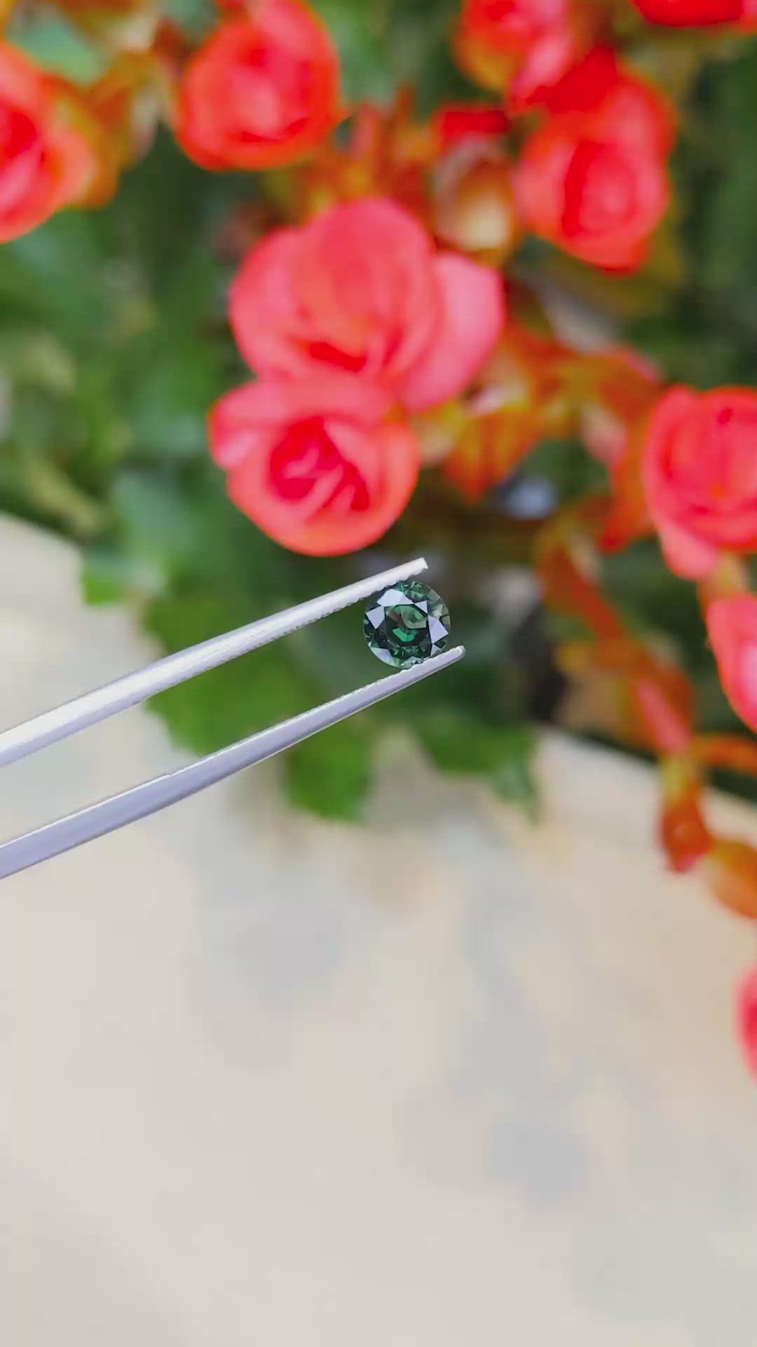 0.78 Ct. Bluish Green Sapphire from Thailand Size Video