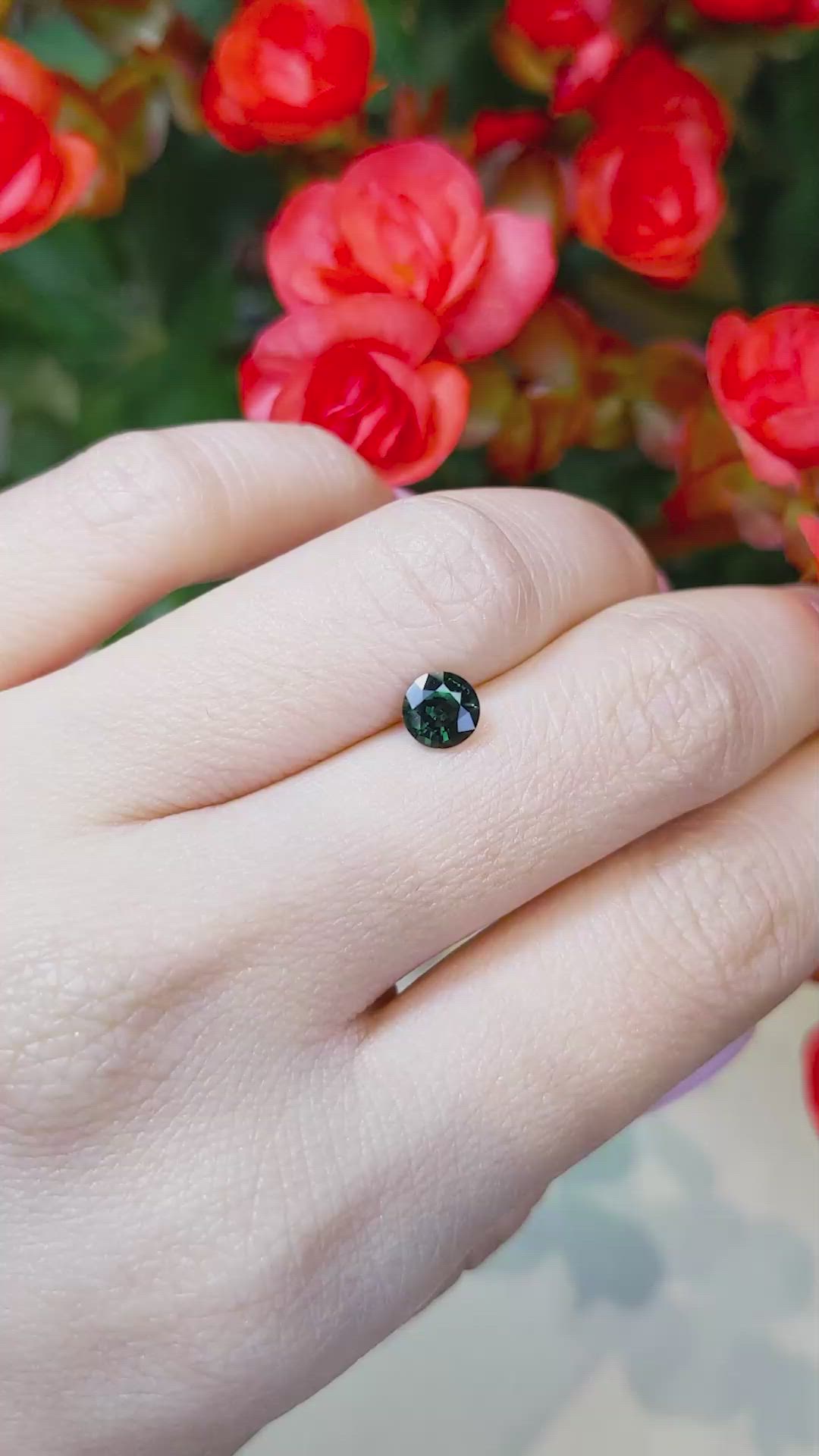 0.78 Ct. Bluish Green Sapphire from Thailand Size Video