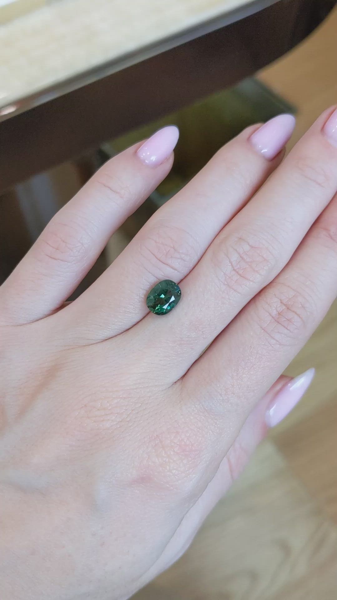 2.18 Ct. Green Sapphire from Thailand Size Video