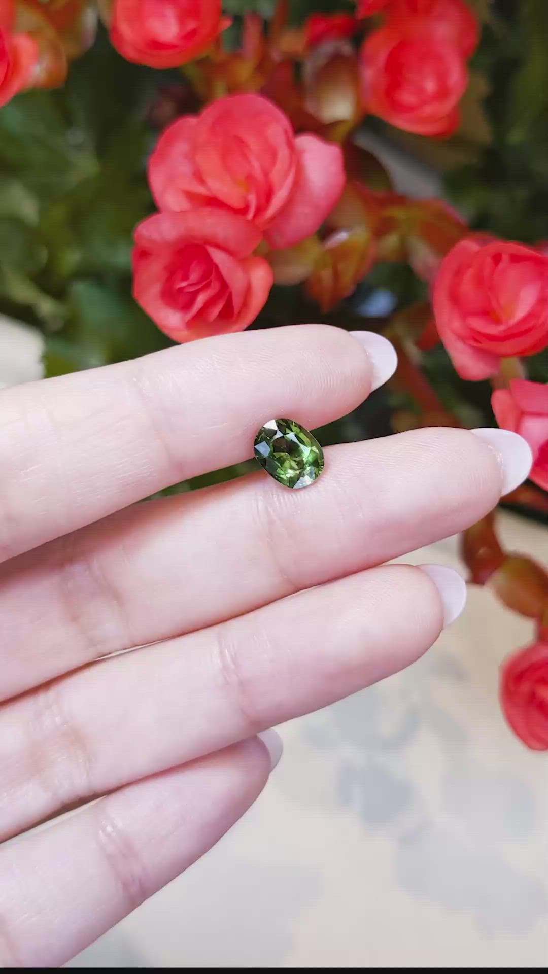 2.18 Ct. Green Sapphire from Thailand Size Video
