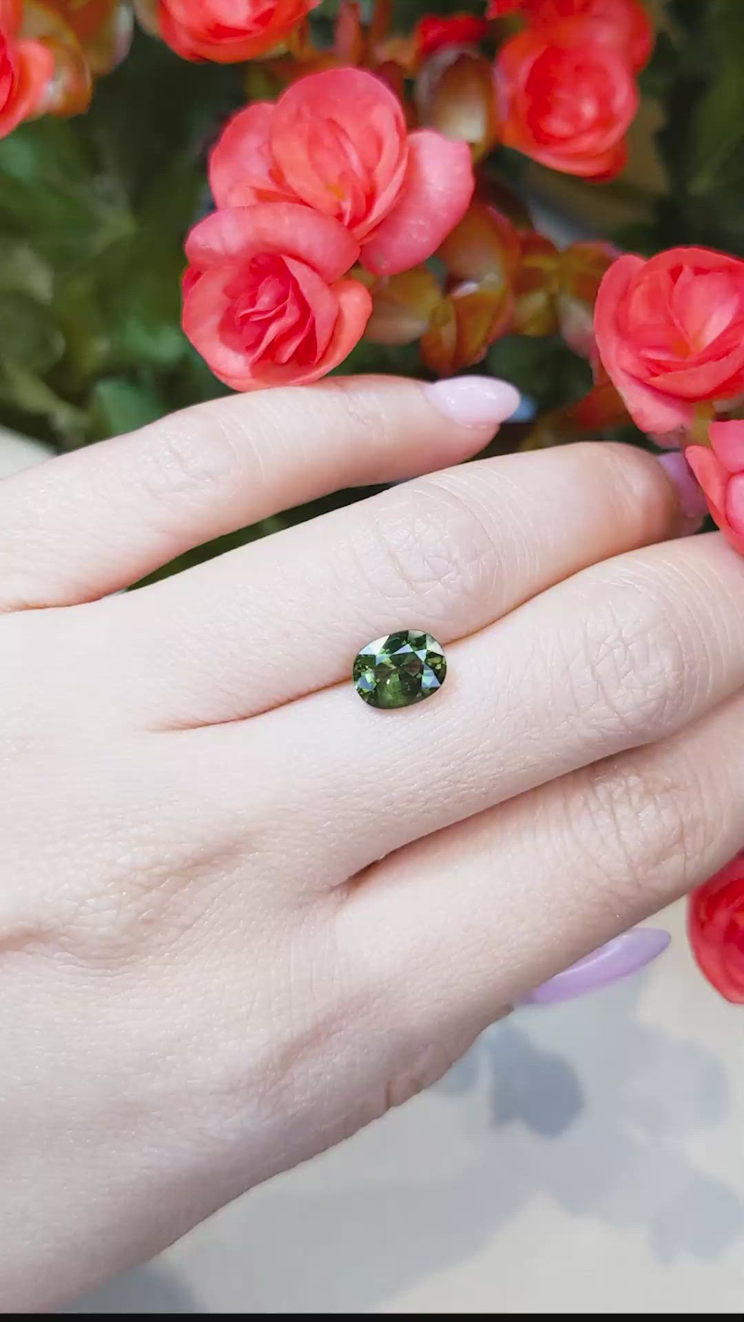 2.18 Ct. Green Sapphire from Thailand Size Video