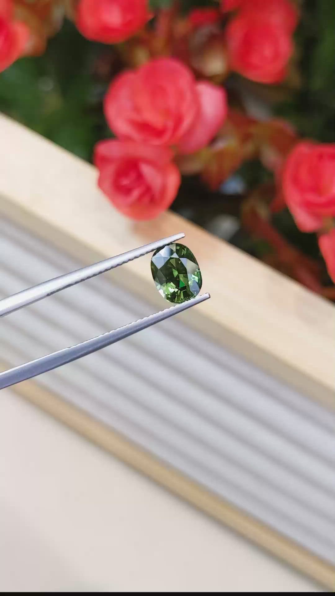 2.18 Ct. Green Sapphire from Thailand Size Video