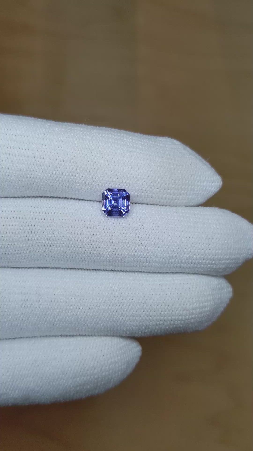 1.52 Ct. Purplish Blue Sapphire from Ceylon (Sri Lanka) Size Video