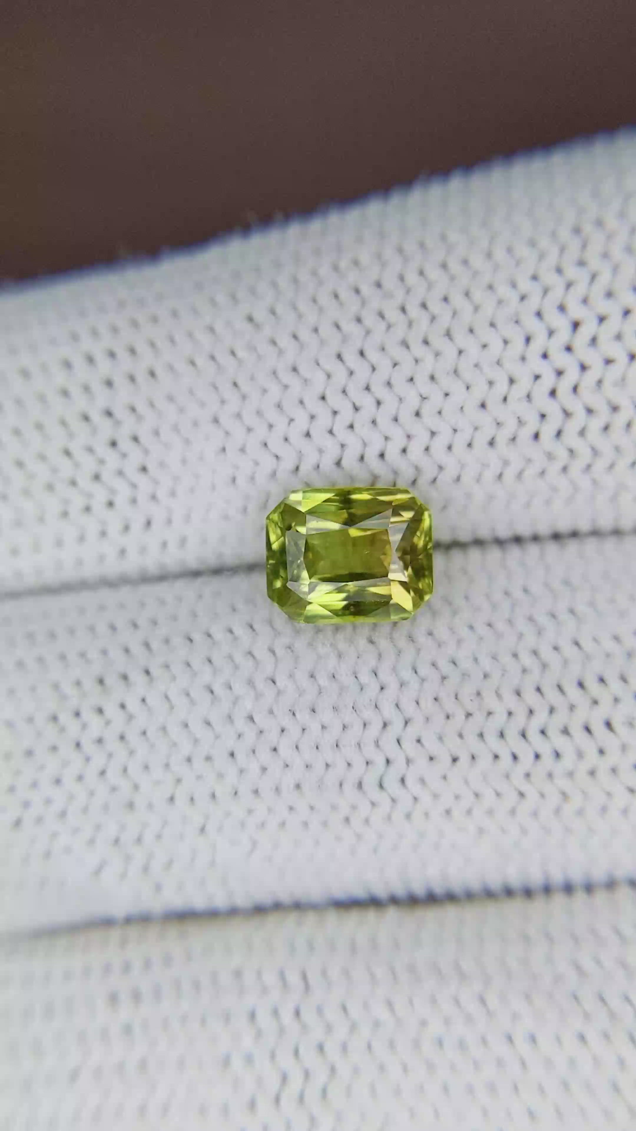 2.52 Ct. Yellowish Green Sapphire from Madagascar Size Video