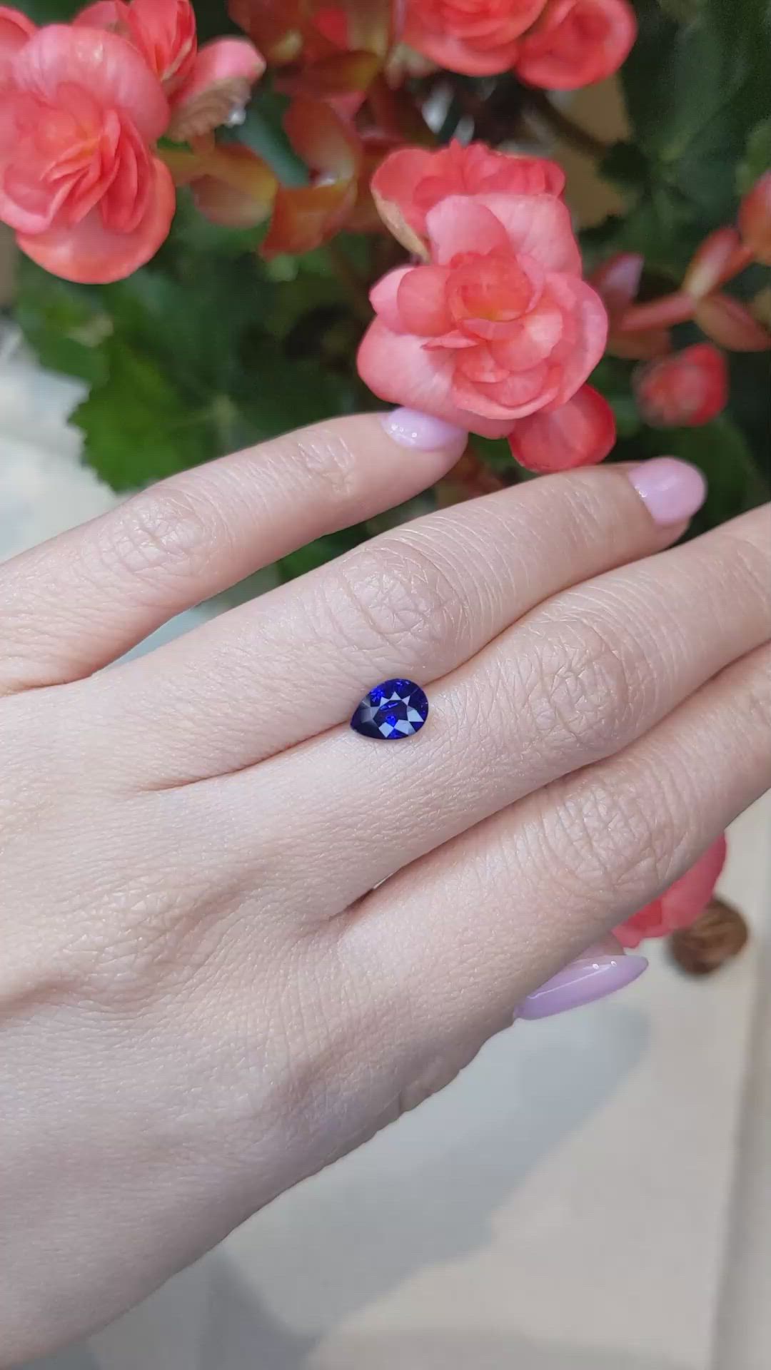1.29 Ct. Blue Sapphire from Ceylon (Sri Lanka) Size Video