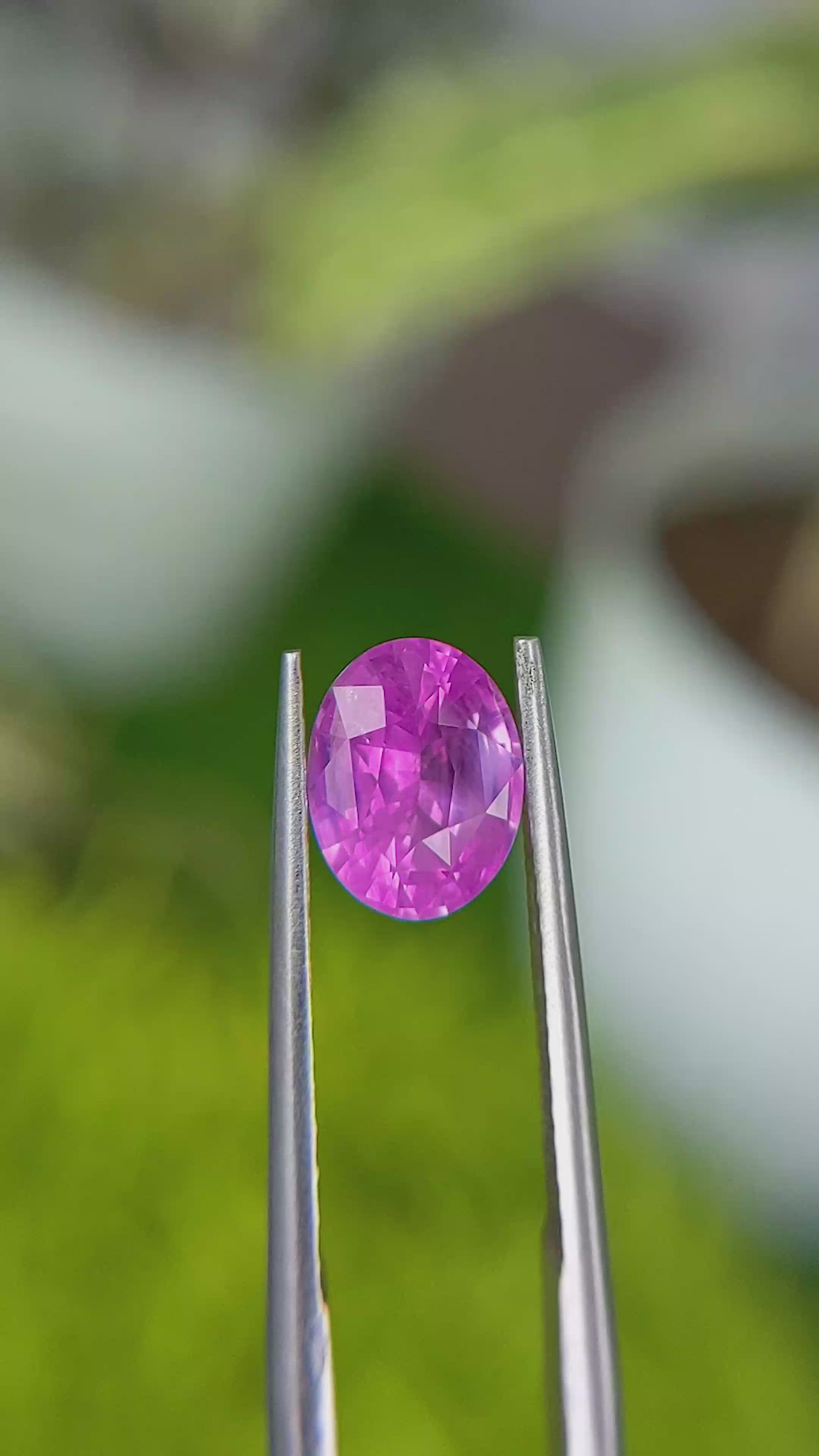 1.72 Ct. Purplish Pink Sapphire from Ceylon (Sri Lanka) Size Video