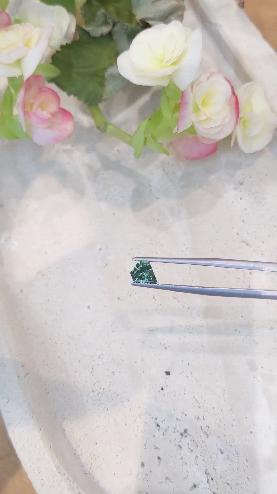 0.87 Ct. Bluish Green Sapphire from Montana Size Video