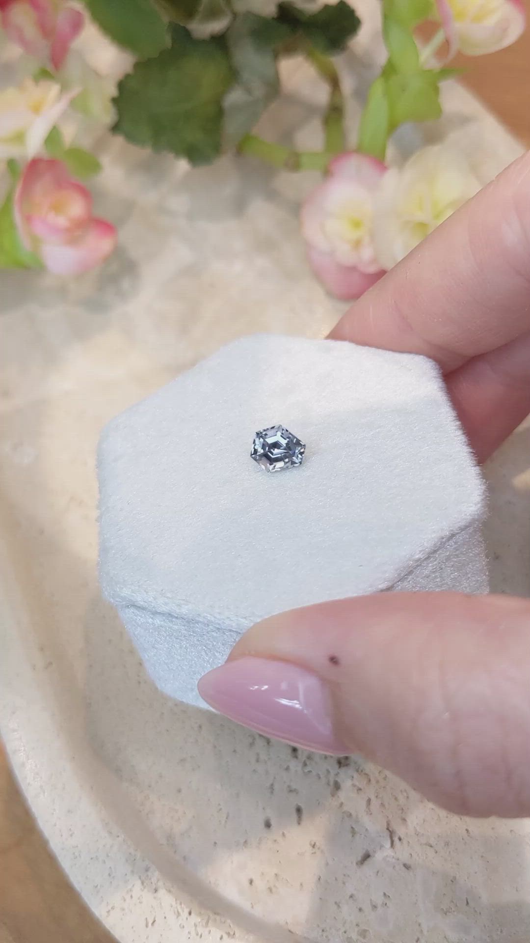 0.97 Ct. Bluish Grey Sapphire from Montana Size Video