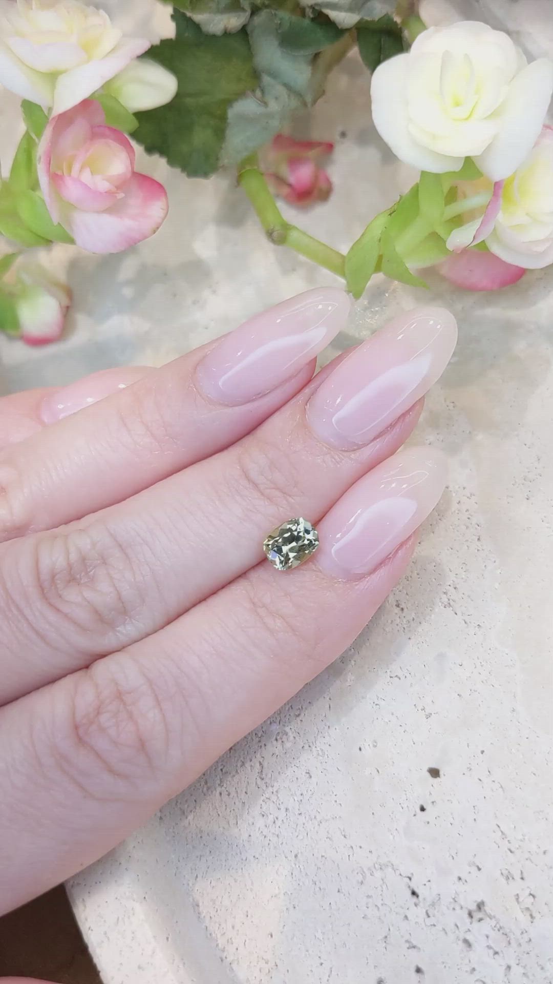 1.05 Ct. Yellowish Green Sapphire from Montana Size Video