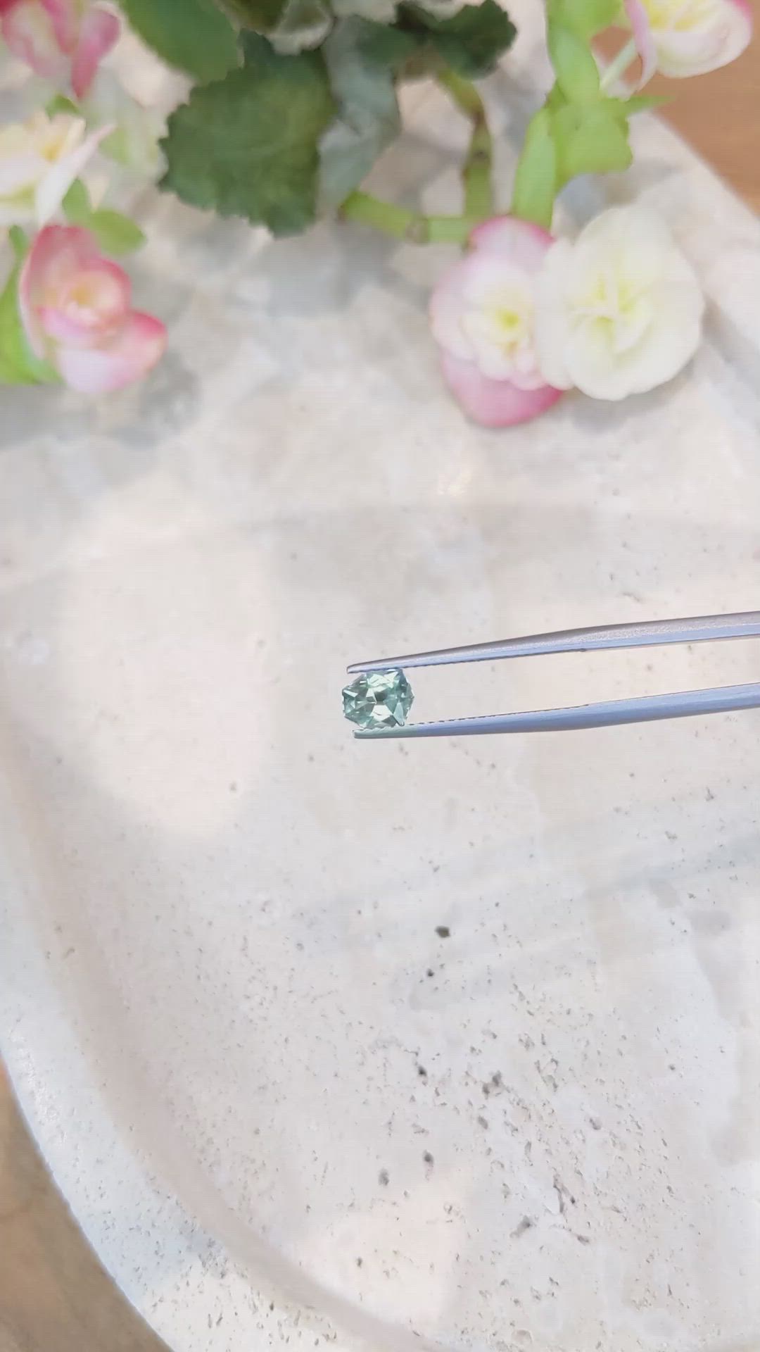 1.15 Ct. Bluish Green Sapphire from Montana Size Video