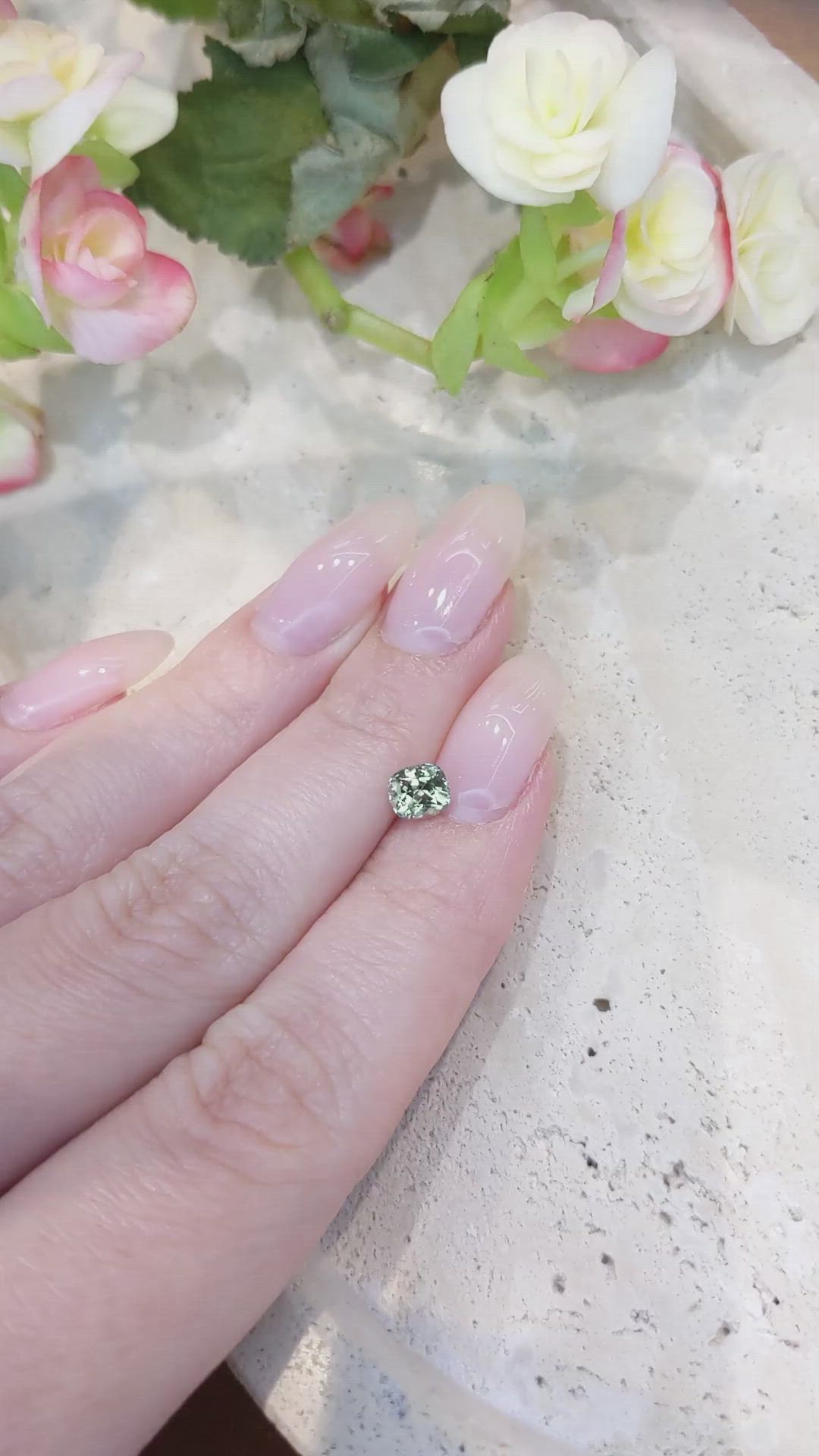 0.90 Ct. Green Sapphire from Montana Size Video