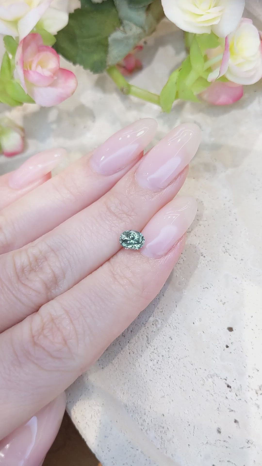 1.00 Ct. Bluish Green Sapphire from Montana Size Video