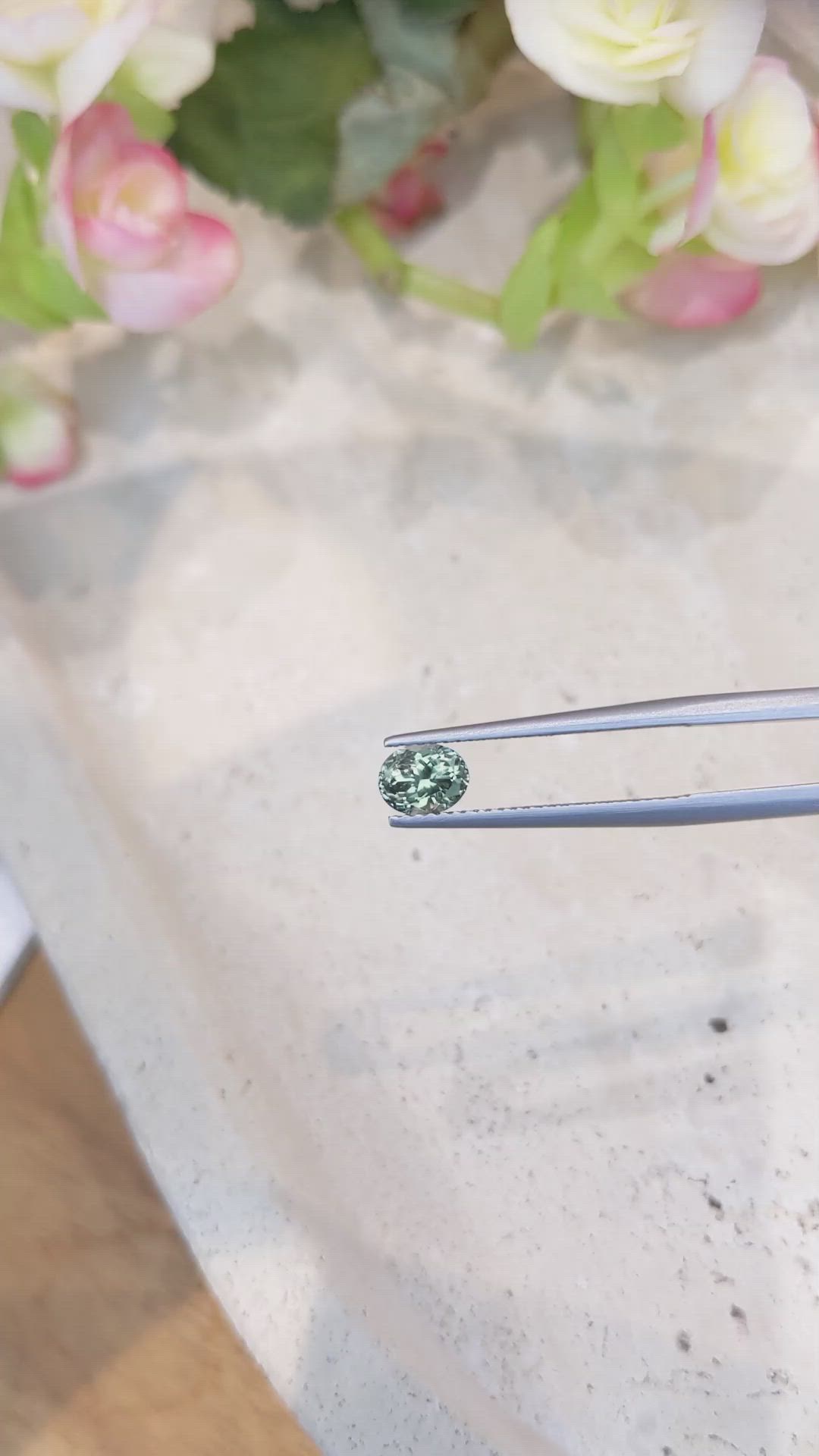 1.00 Ct. Bluish Green Sapphire from Montana Size Video