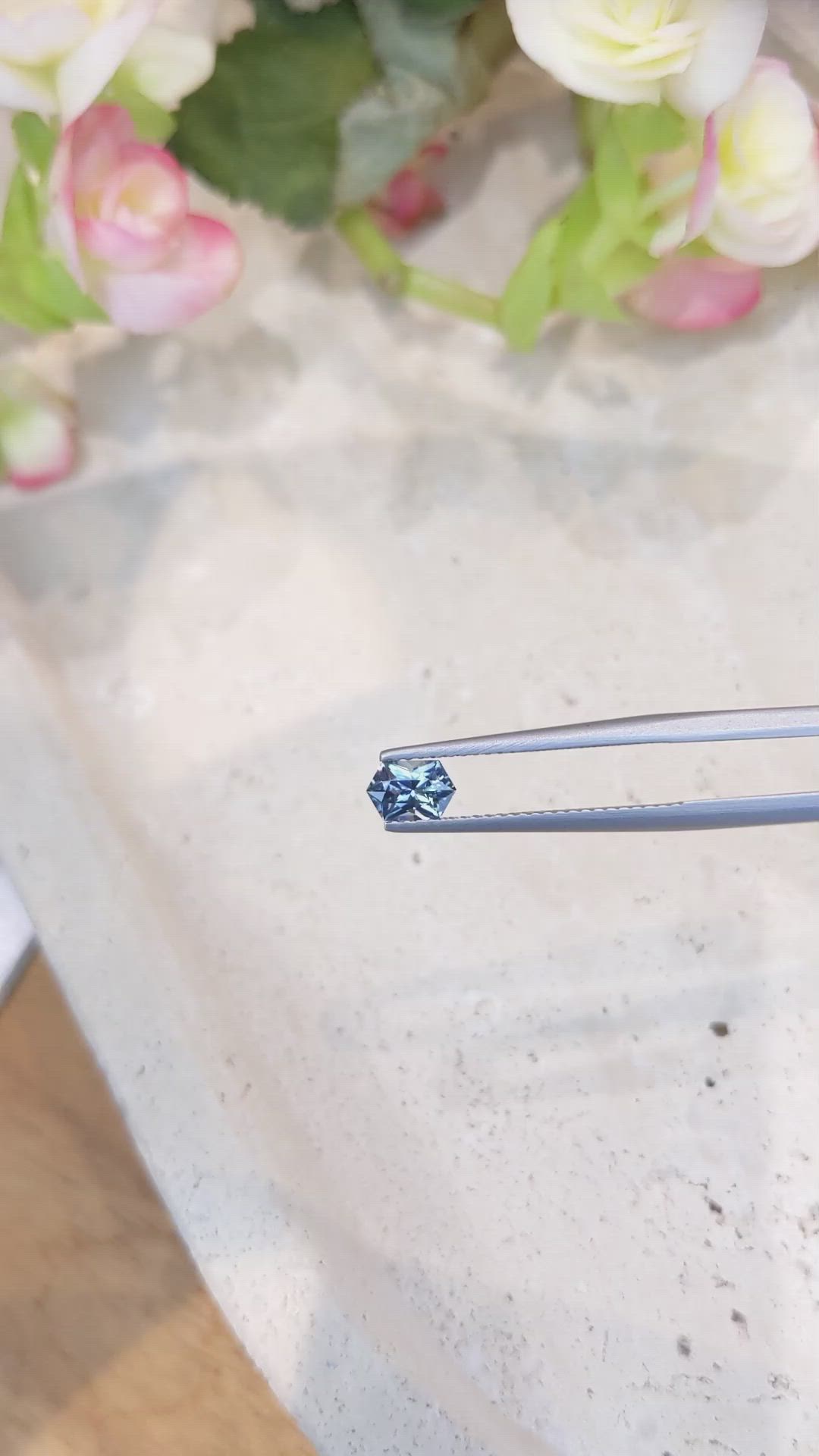 0.62 Ct. Greenish Blue Sapphire from Montana Size Video