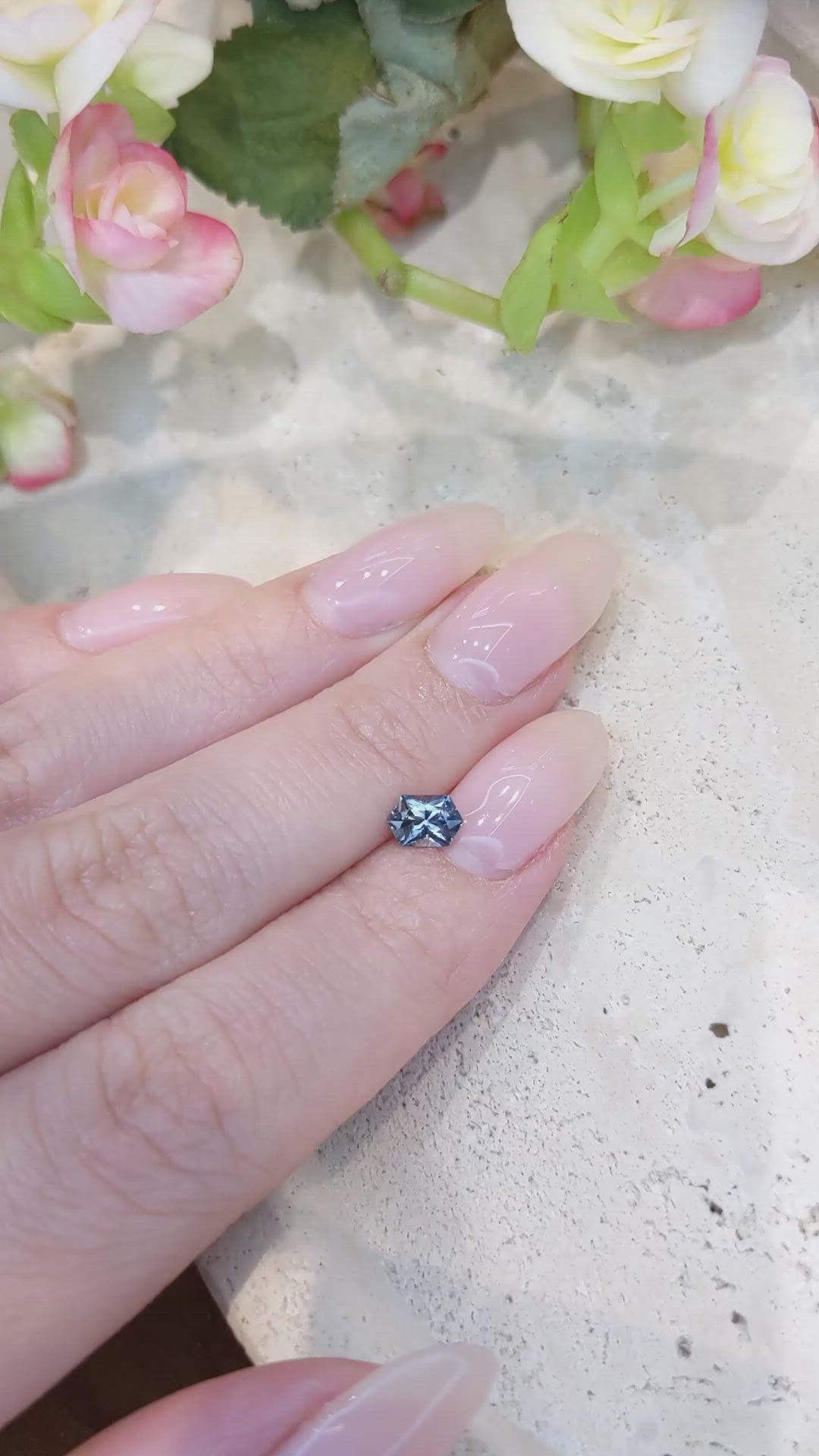 0.62 Ct. Greenish Blue Sapphire from Montana Size Video