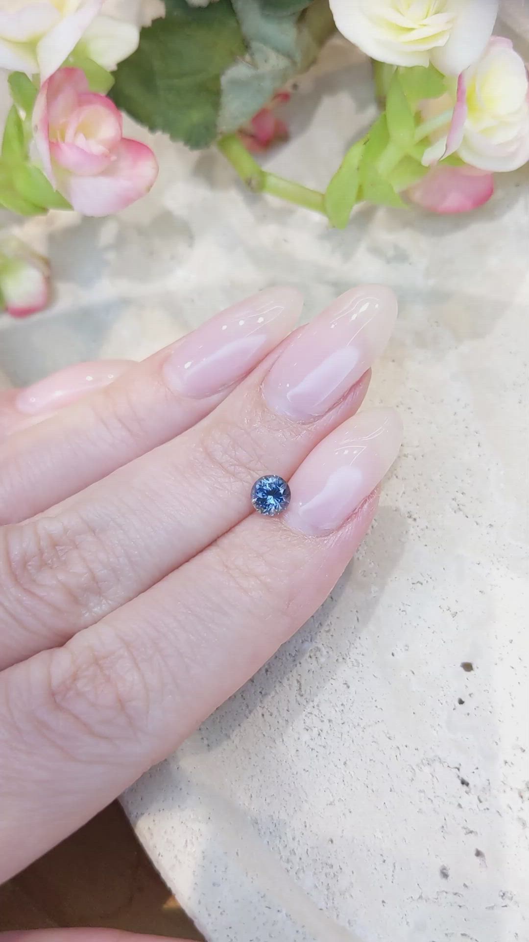0.64 Ct. Greyish Blue Sapphire from Montana Size Video
