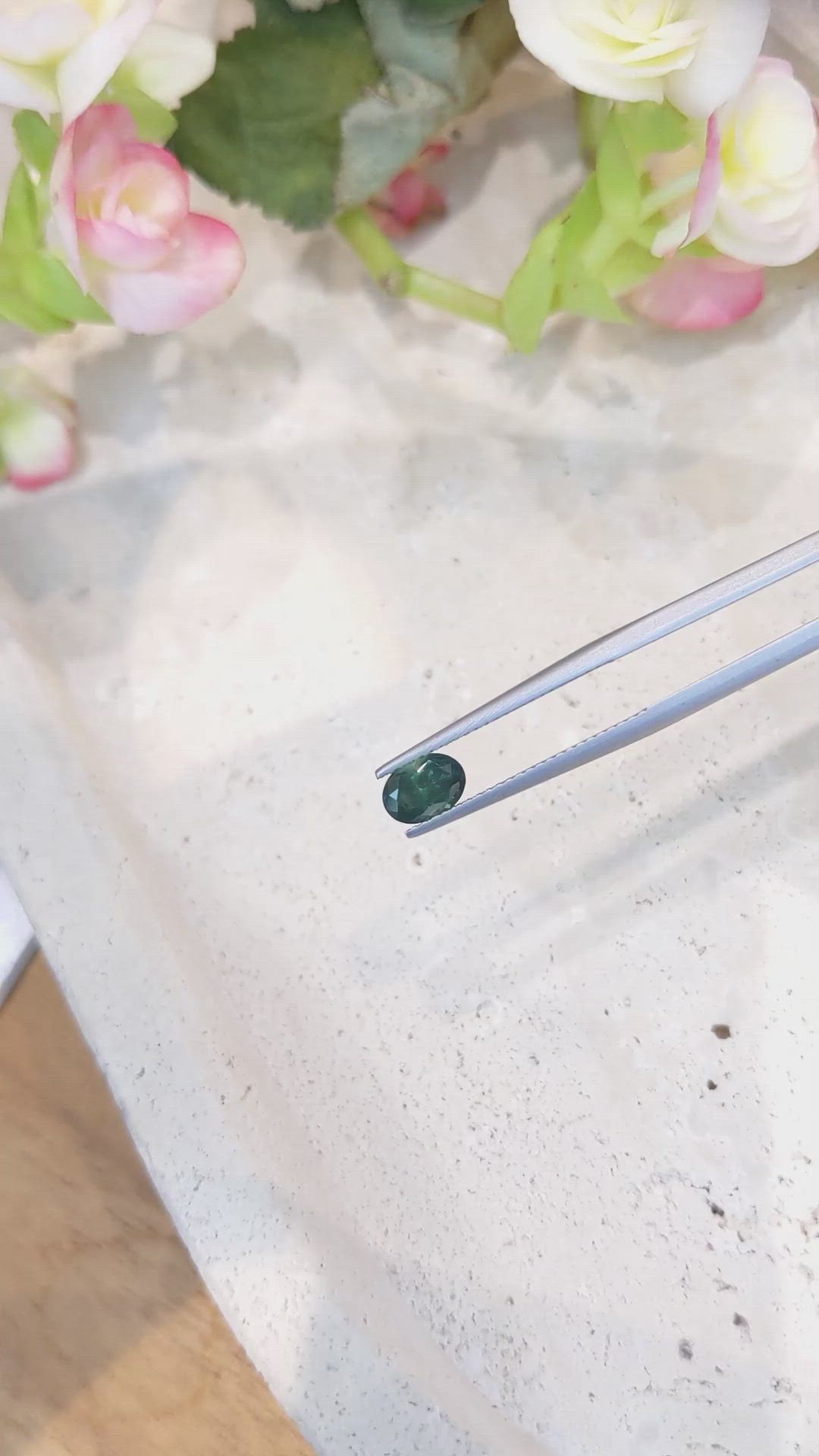 0.82 Ct. Green Sapphire from Montana Size Video