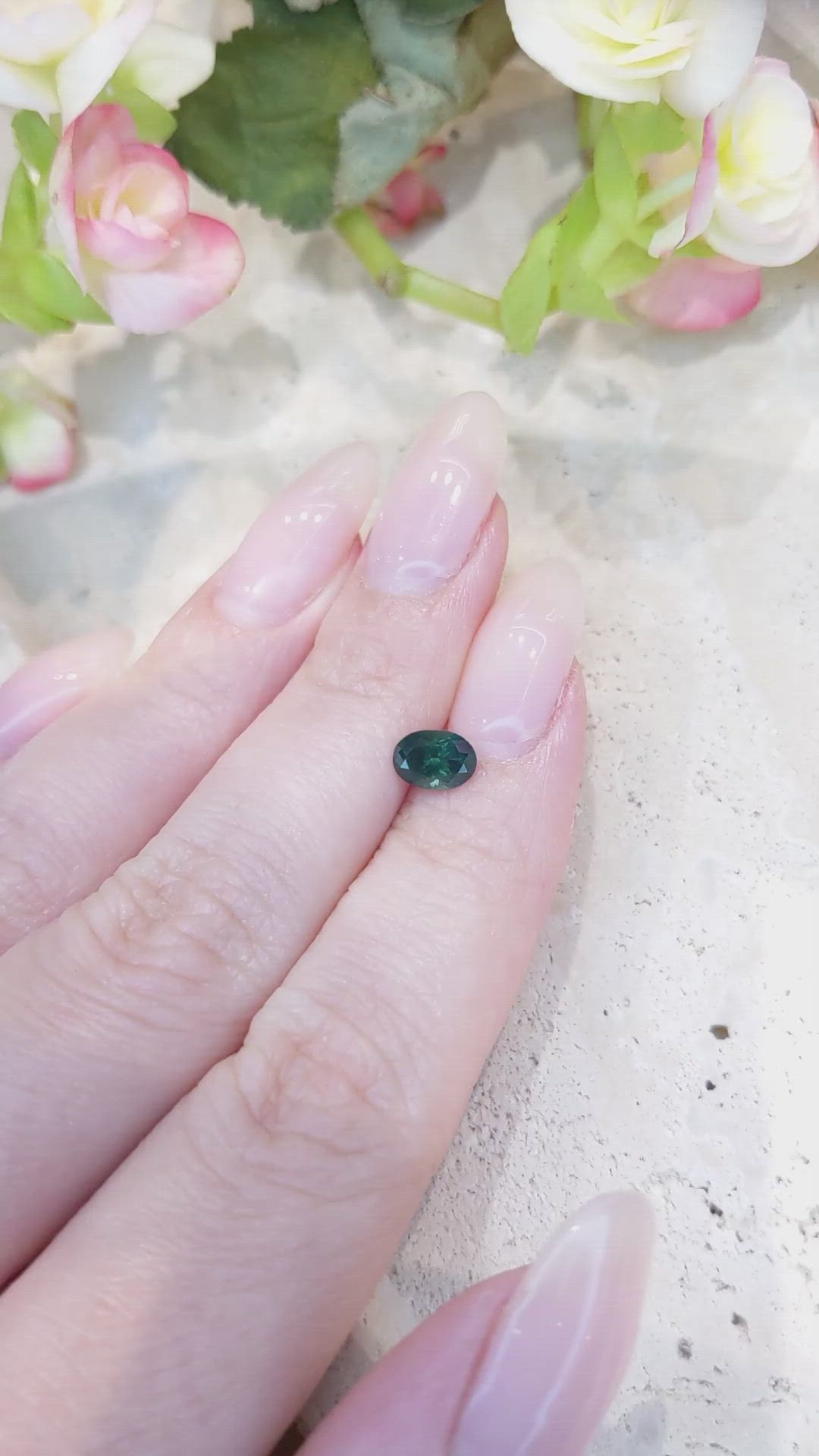 0.82 Ct. Green Sapphire from Montana Size Video